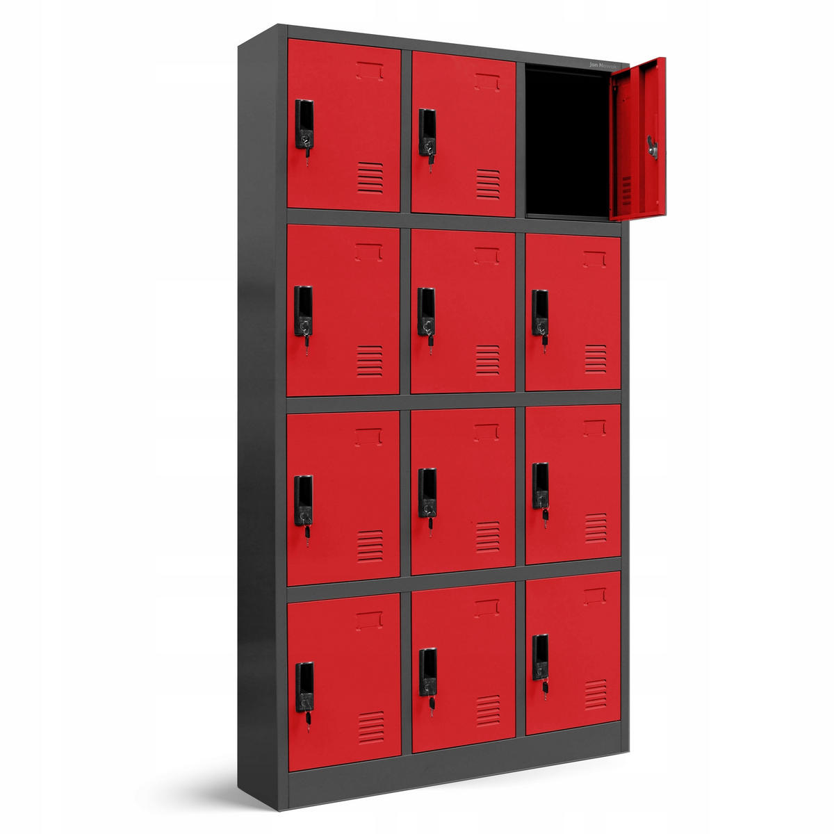 SCHLIESSFACHSCHRANK Marcin - Anthrazit/Rot, Metall (90/185/40cm) - Jan Nowak