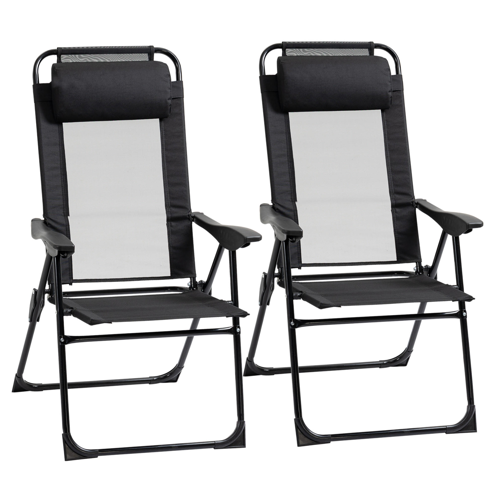 KLAPPSTUHL 62/70/109 cm schwarz aus Stahl 2er-Set klappbar - Schwarz, Metall (70/109/62cm) - OKWISH