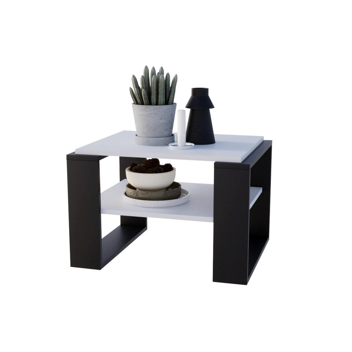 COUCHTISCH KAJA 61 - Schwarz/Weiß, Holz (54/61/44cm) - Mat-Haus