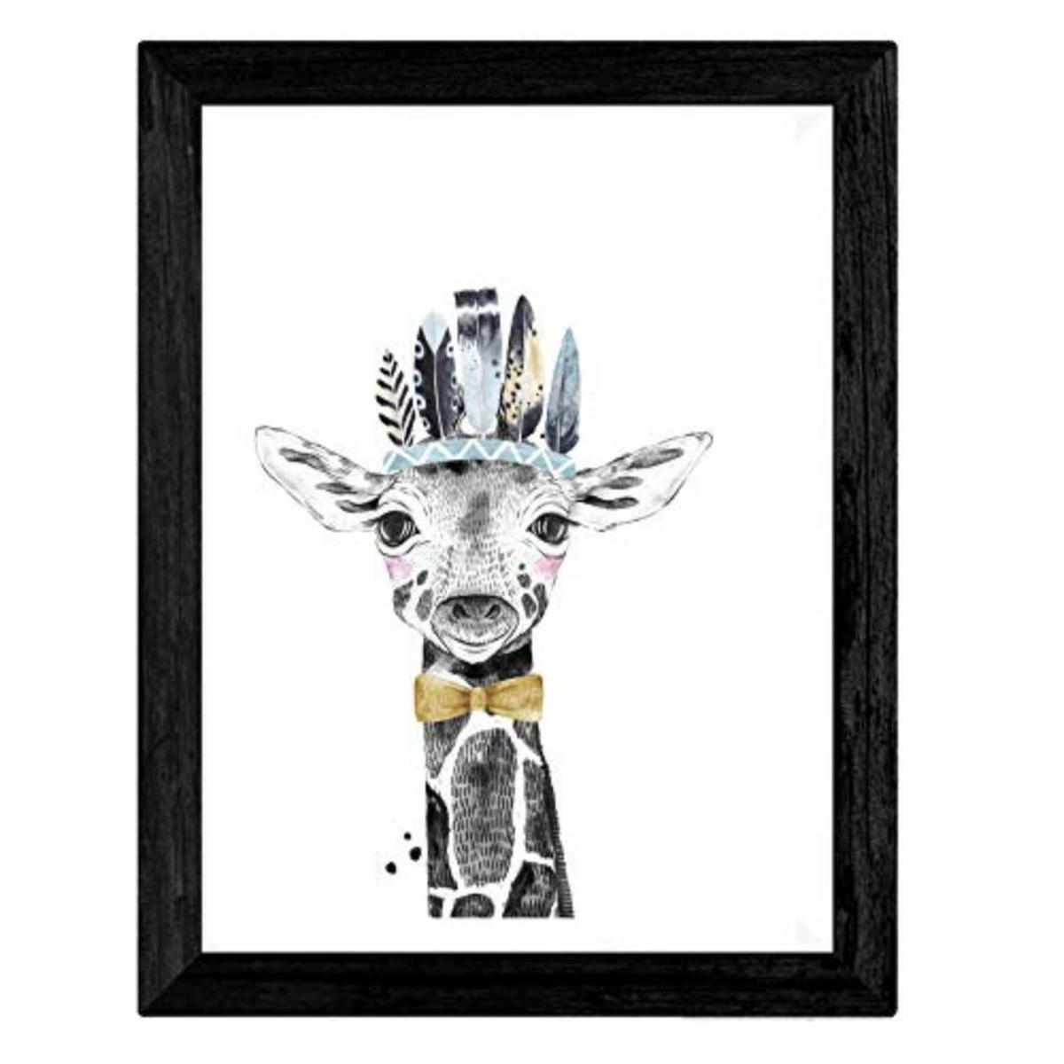 POSTER Set mit 4 Tiere Kinderferien A3 Schwarzer Rahmen - Schwarz, Papier (29.7/3cm) - Nacnic