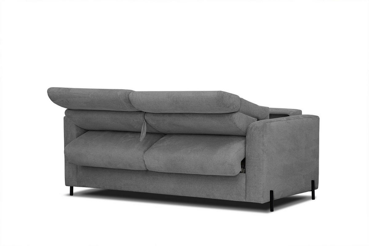 SOFA MEZO 3-Sitzer mit Schlaffunktion, grau - Schwarz/Grau, Holz/Textil (232/90/107cm) - Courtois Laville