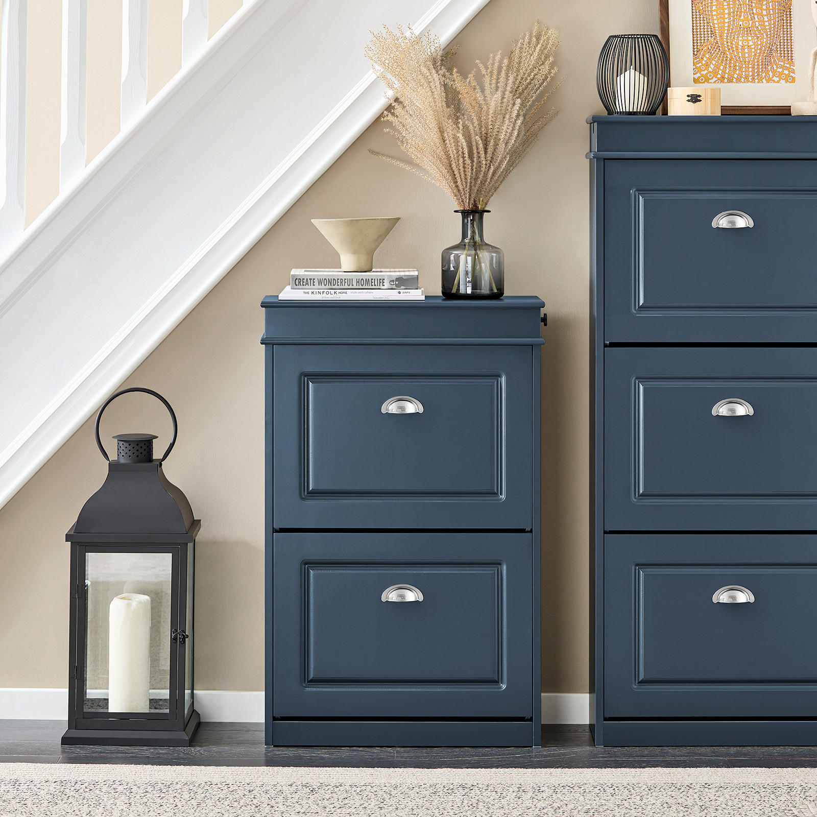 SCHUHSCHRANK Blau - Blau, Holzwerkstoff (55/83/24cm) - SoBuy