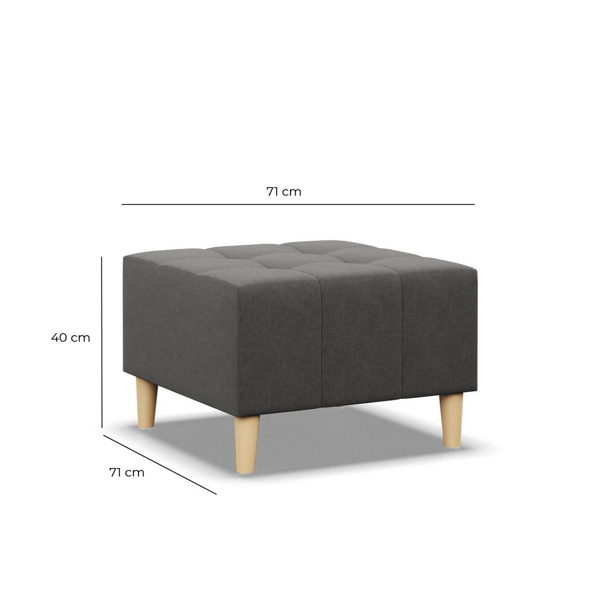 SITZPOUF 70x70 ELMA, Dunkelgrau - Dunkelgrau, Textil (70/40/70cm)