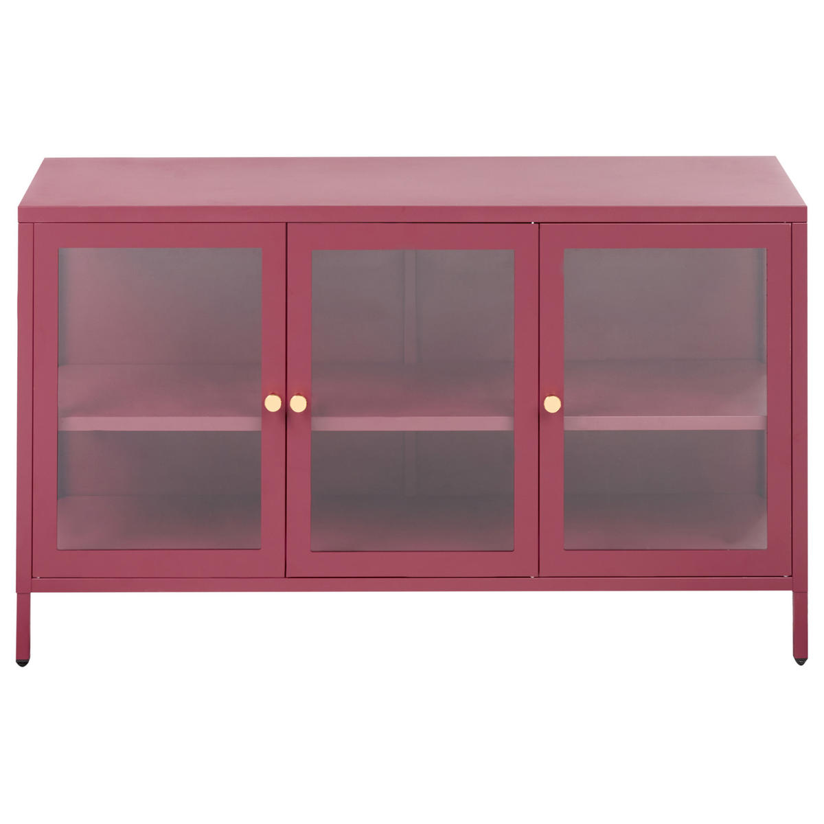 SIDEBOARD se skleněnými dveřmi Kov 115 cm Tmavě červený Newport - tmavě červená, kov (115/64/35cm) - Beliani