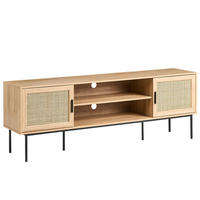 TV-MÖBEL Rattan Hellbraun Pasco - Schwarz/Braun, Holzwerkstoff (180/63/40cm) - Beliani