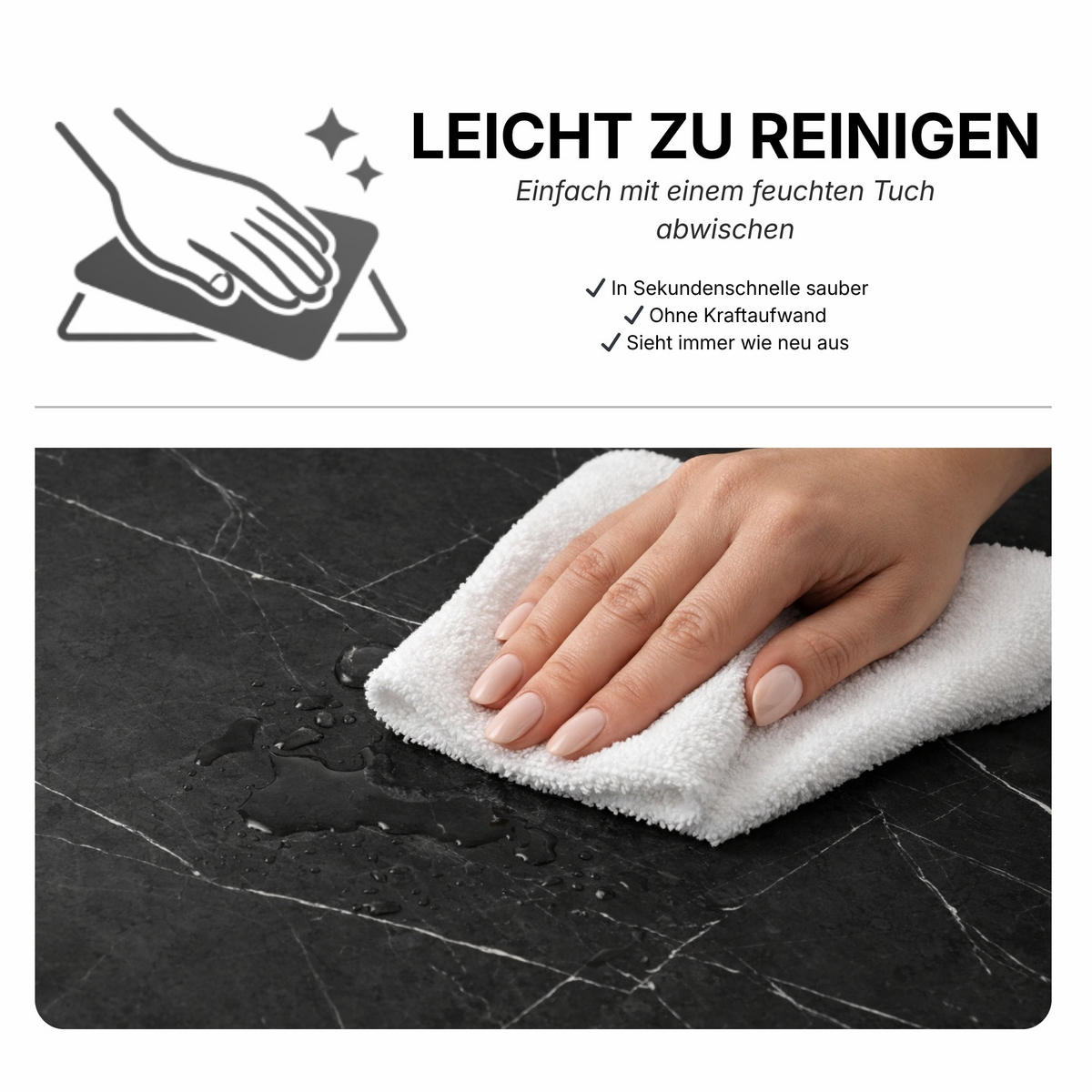 ESSTISCH Royal Schwarz Marmoptik Ausziehbar 140 - 180 cm - Schwarz, Holzwerkstoff (140/80/75cm) - PROSPERO