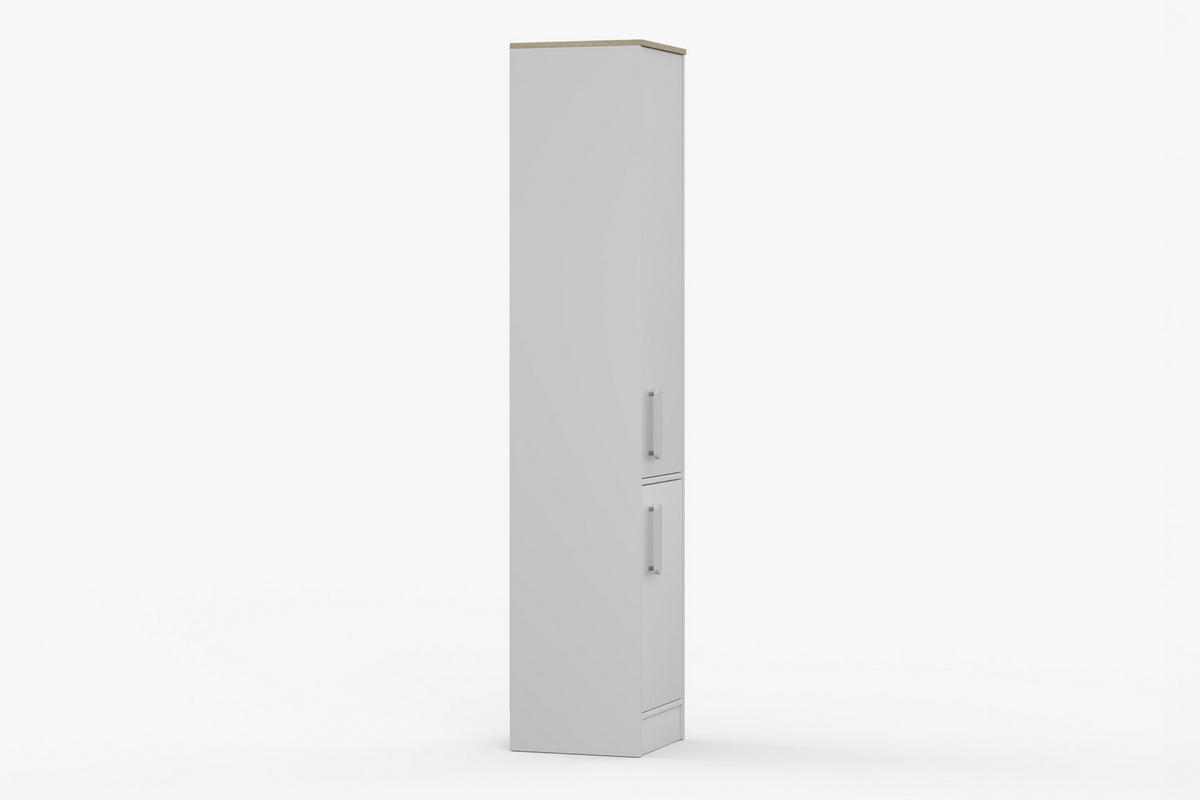 REGAL MIKI 01 Korpus Weiß | Griffe Weiß - Weiß, Holz/Holzwerkstoff (40/197/38cm) - Deine Möbel 24