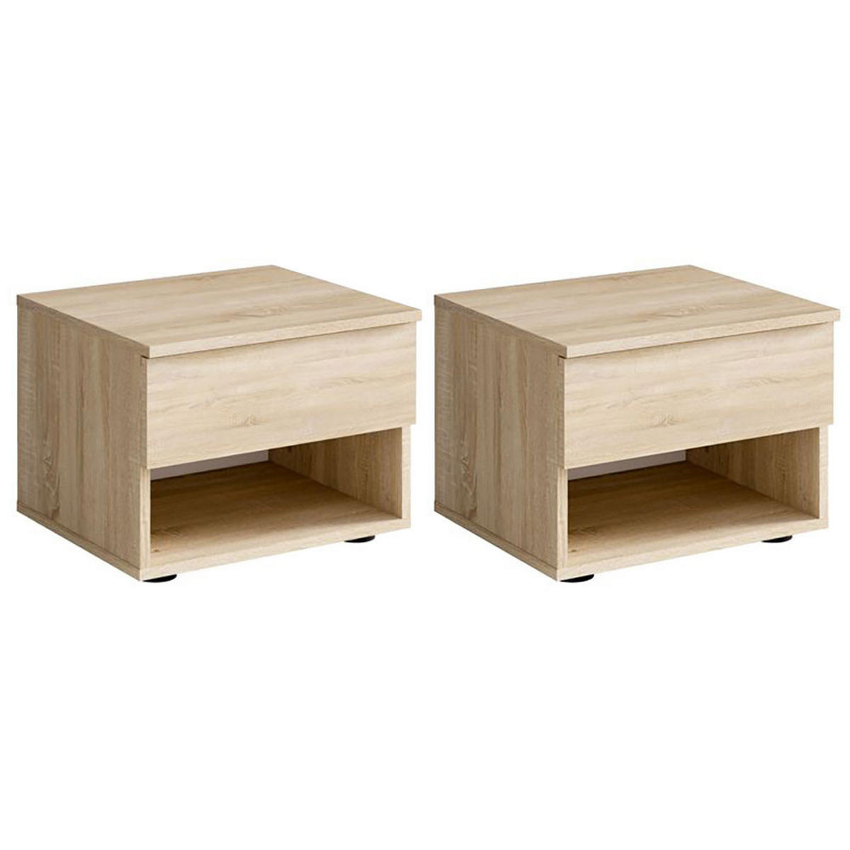 NACHTKONSOLE Fino sonoma eiche 45 / 35 / 35cm (2er-Set) - Braun, Holz/Holzwerkstoff (45/35/35cm) - Feldmann-Wohnen