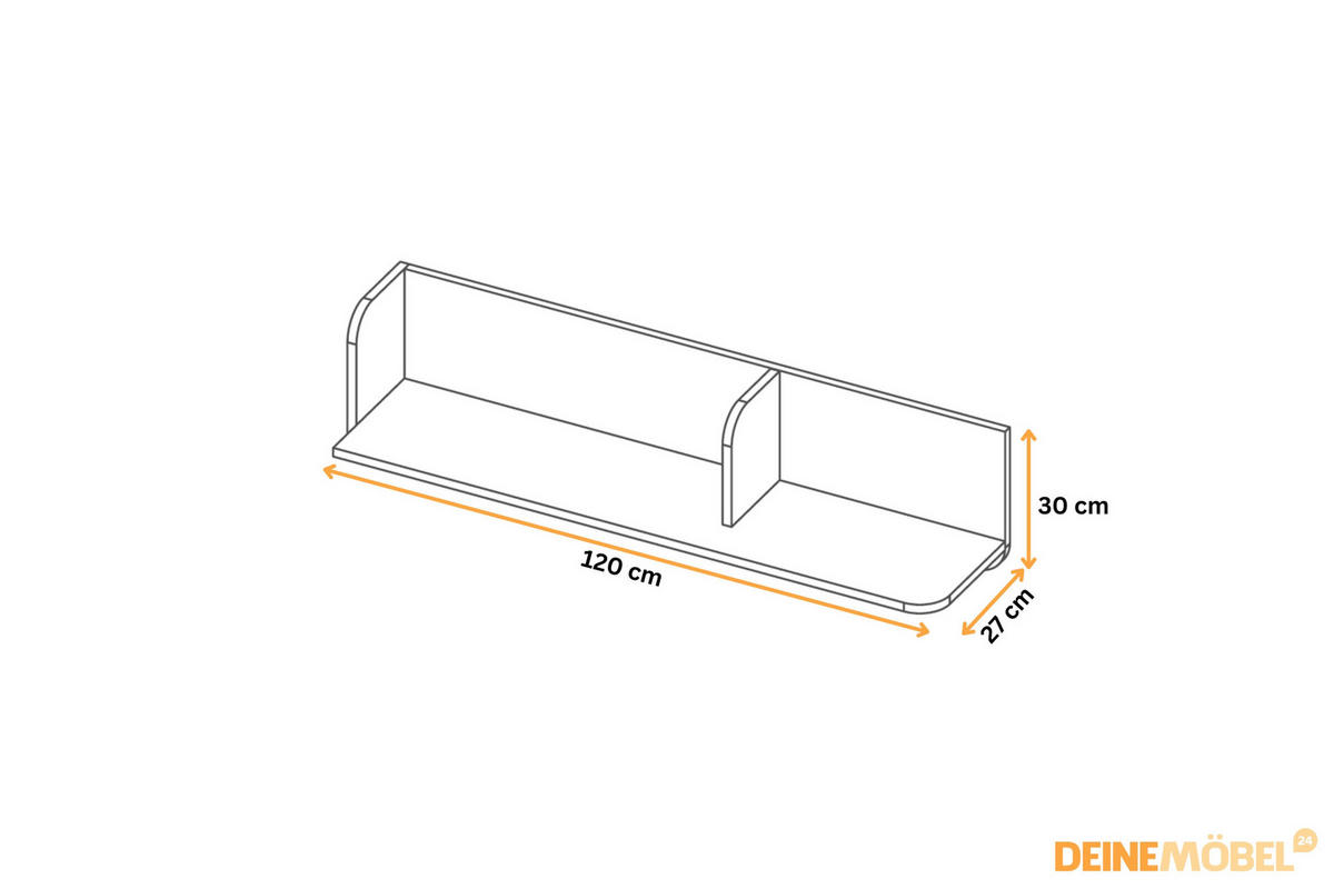 WANDREGAL YOGI 15 120 cm breit in Graubeige / Geölte Eiche / Eukalyptus - Greige/Eichefarben, Holzwerkstoff (120/30/27cm) - Deine Möbel 24