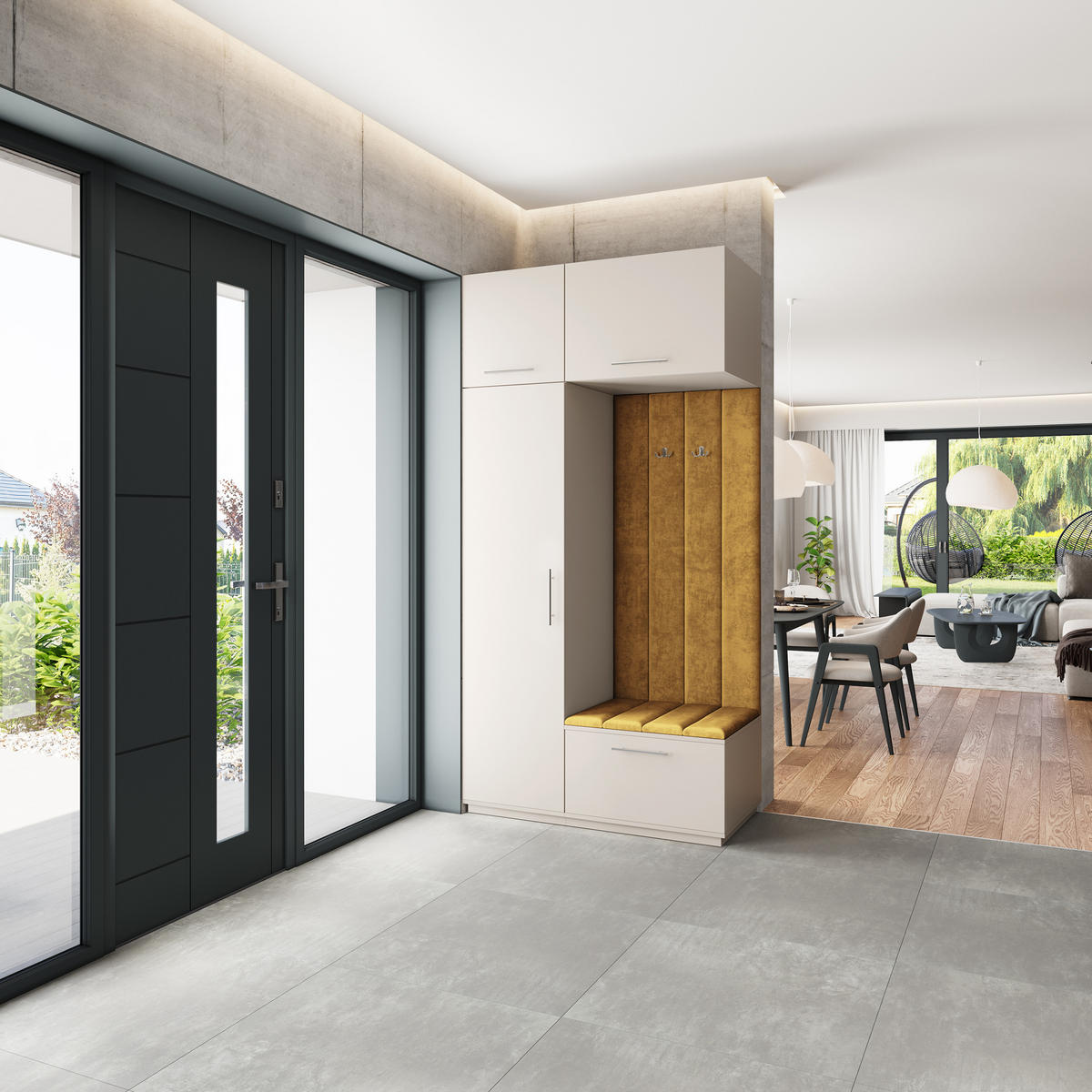 GARDEROBENSCHRANK REMA 120/240/60 cm Modern Garderobe-Set Kaschmir - Kaschmir/Gelb, Holzwerkstoff (120/240/60cm) - MASSENO