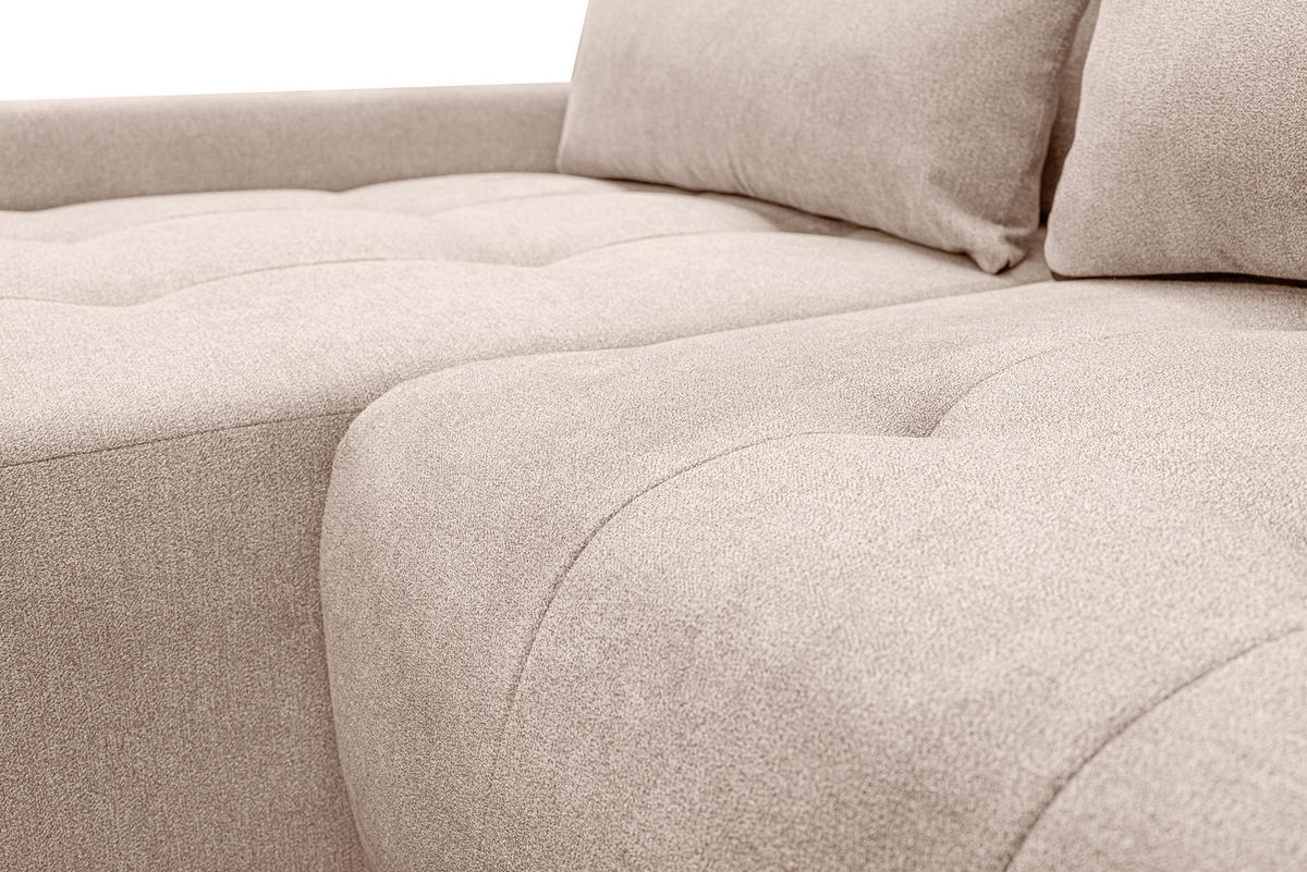 ECKSOFA Bloom mit Bettkasten und Schlaffunktion L-Form - Beige, Textil (267/185cm)