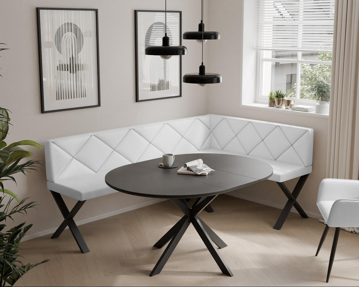 ECKBANK rechts VERO X Kunstleder gesteppt, 128/168 cm Weiß - Weiß, Kunststoff/Textil (128/168cm) - Idohome