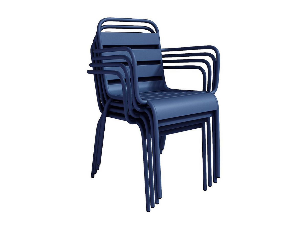 GARTENSTUHL - 56cm x 59cm - Stahl - marineblau - MIRMANDE - Blau, Metall (56/79/59cm) - Vente-Unique