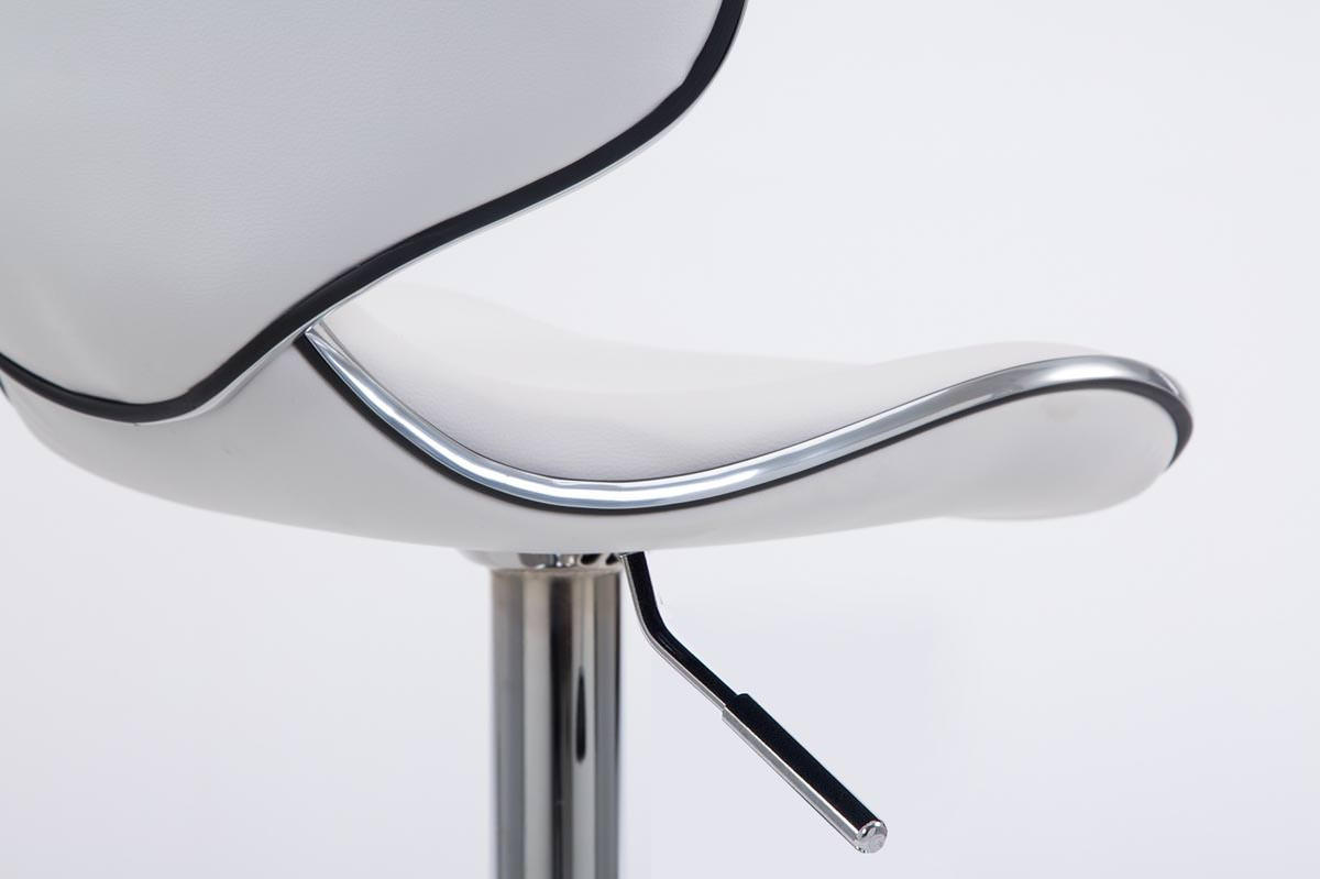 BARHOCKER 2er Set Famir Kunstleder Weiß Silber - Weiß, Leder (46/88/49cm) - DELUKE