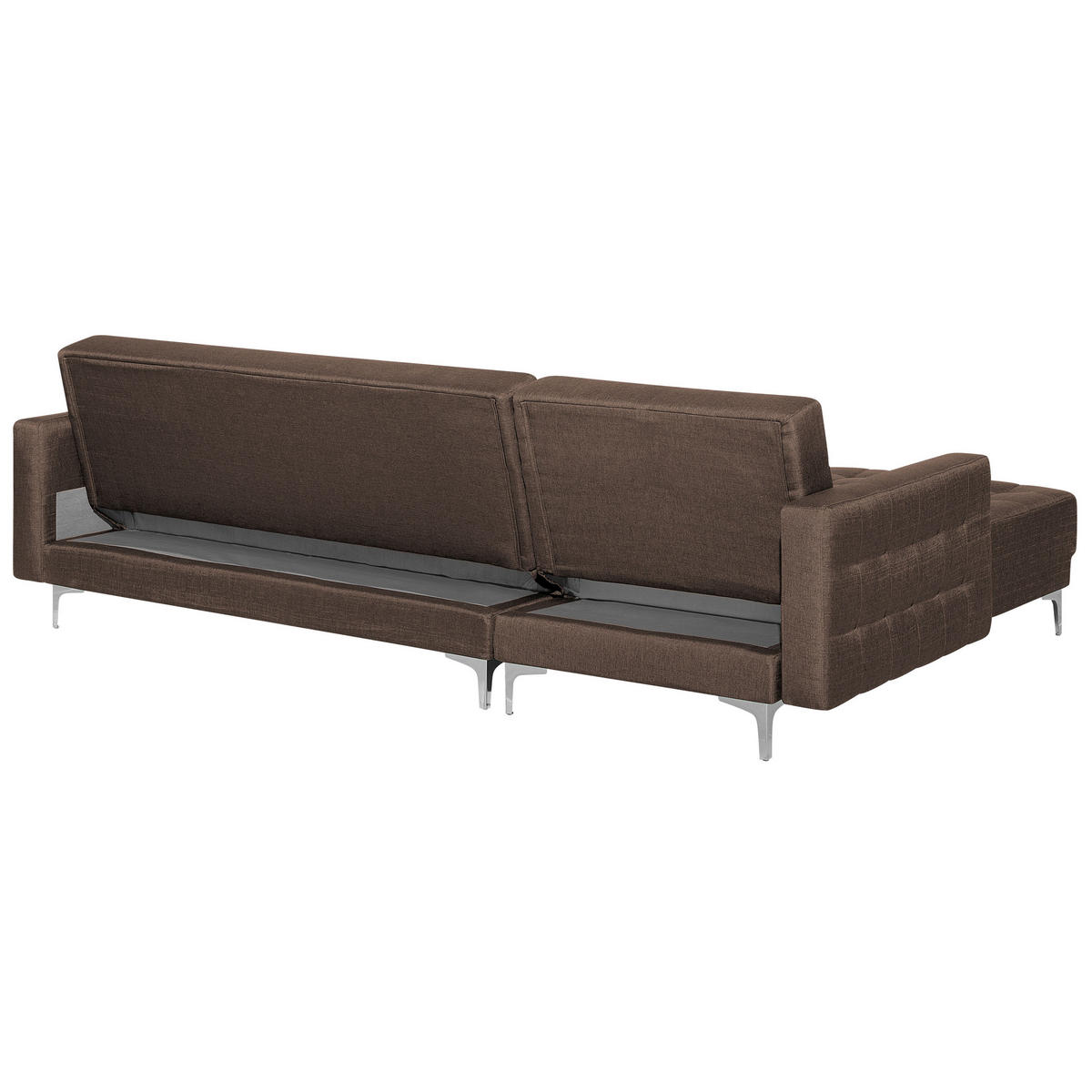 SCHLAFSOFA linksseitig mit Ottomane Polsterbezug Dunkelbraun Aberdeen - Dunkelbraun, Textil (267/168cm) - Beliani