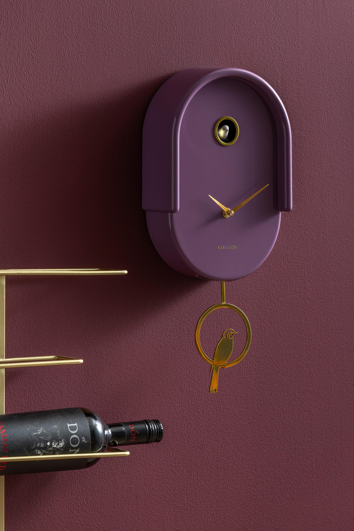 WANDUHR Tweet Lila 20/8.5/42 cm - Lila, Kunststoff (8.5/42/20cm) - Karlsson