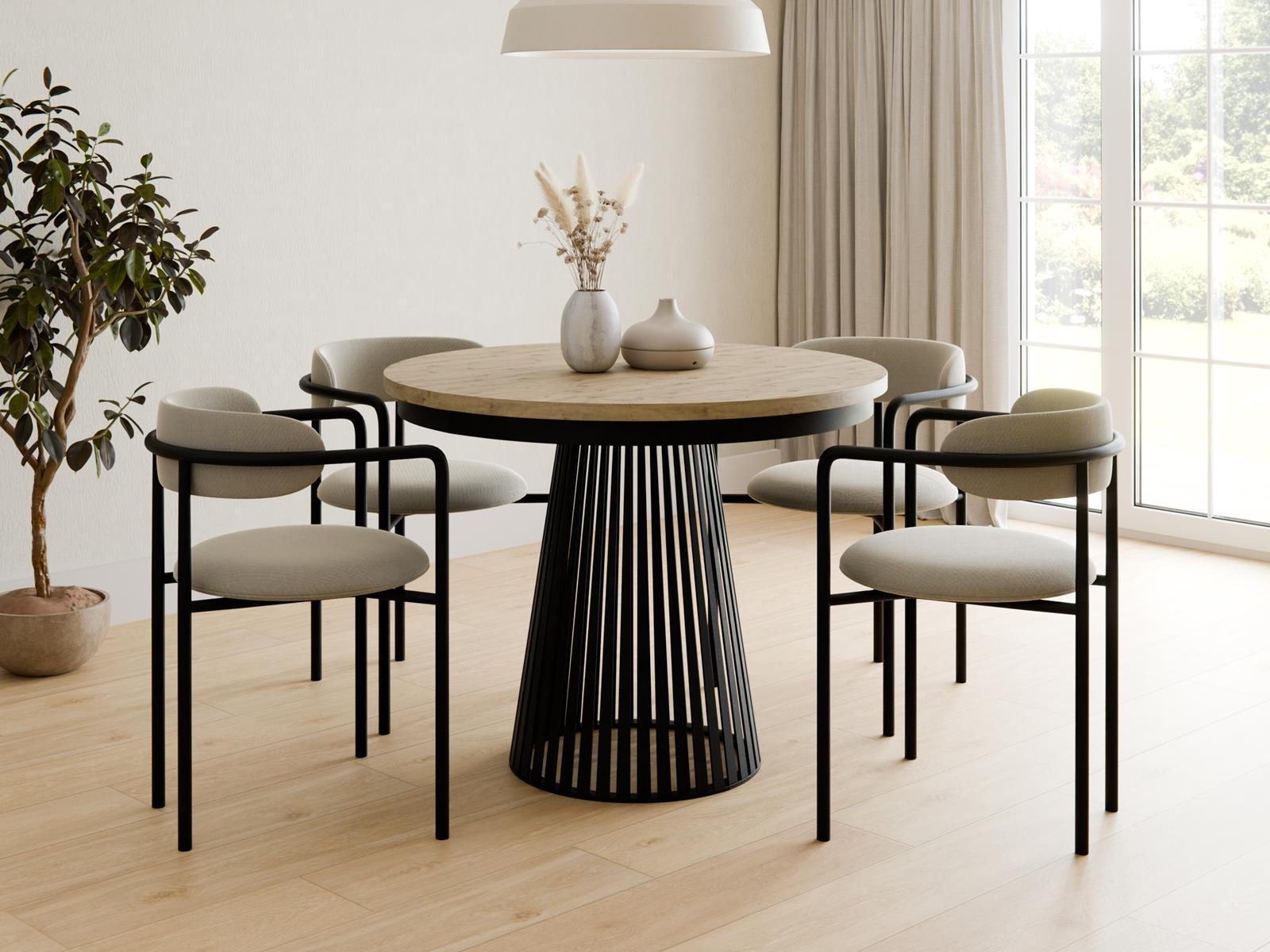 ESSTISCH mit Rillenstruktur DAST Eiche artisan/Schwarz - Eiche Artisan, Holzwerkstoff (100/100/77cm) - Compleo24