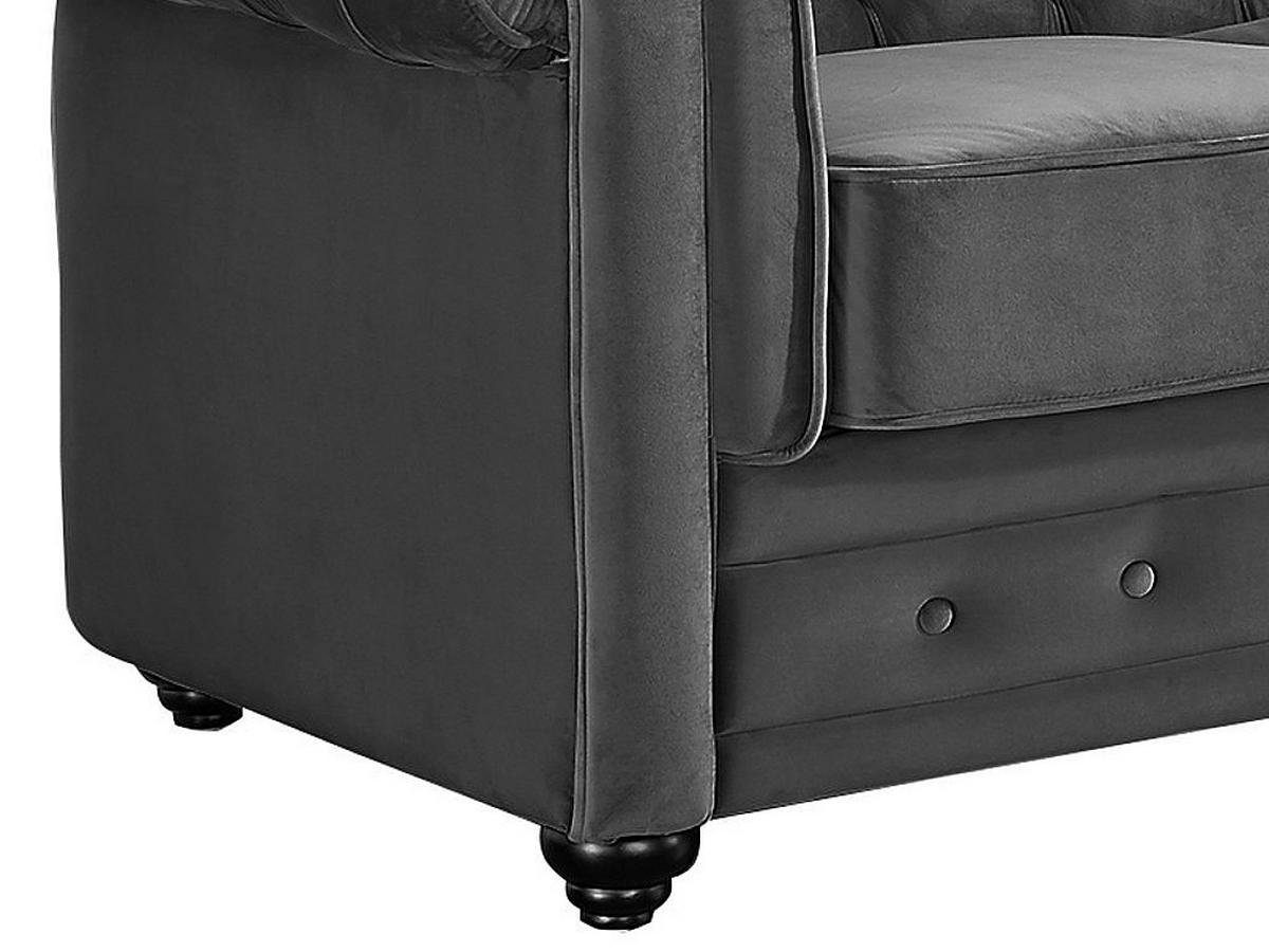 SOFA 3-Sitzer - Samt - Anthrazit - CHESTERFIELD - Anthrazit, Textil (205/72/88cm) - Vente-Unique