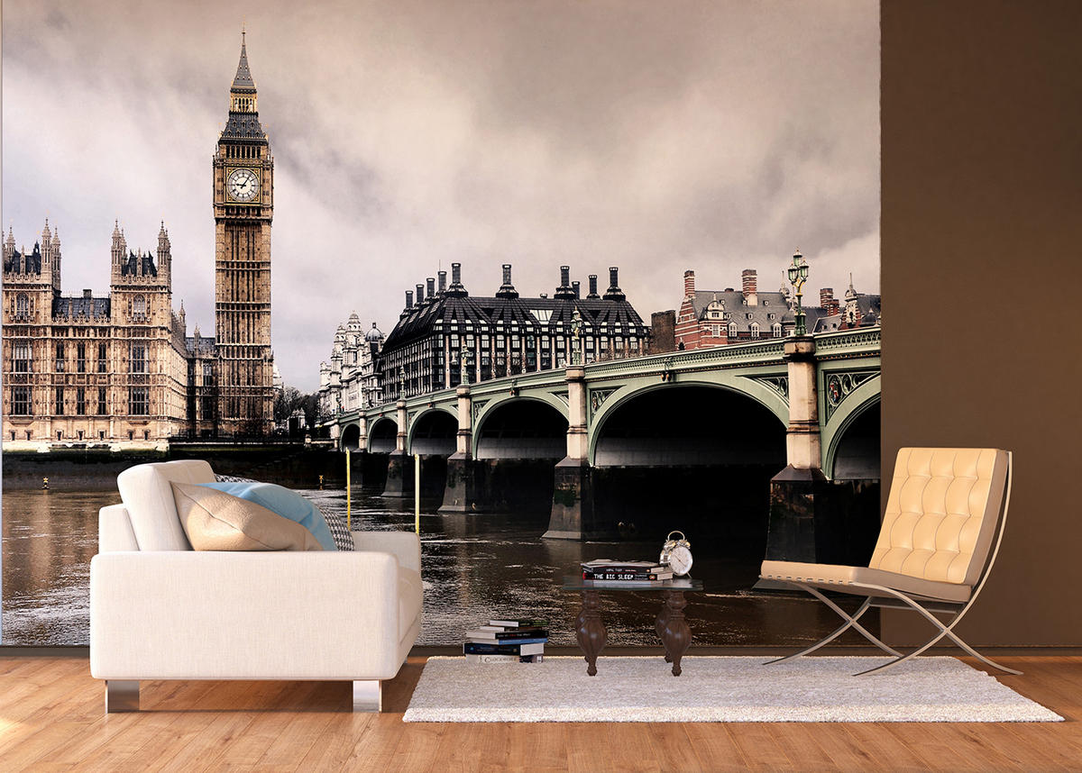 FOTOTAPETE London 375 x 270 cm - Grau, Papier (375/270cm) - Sanders & Sanders