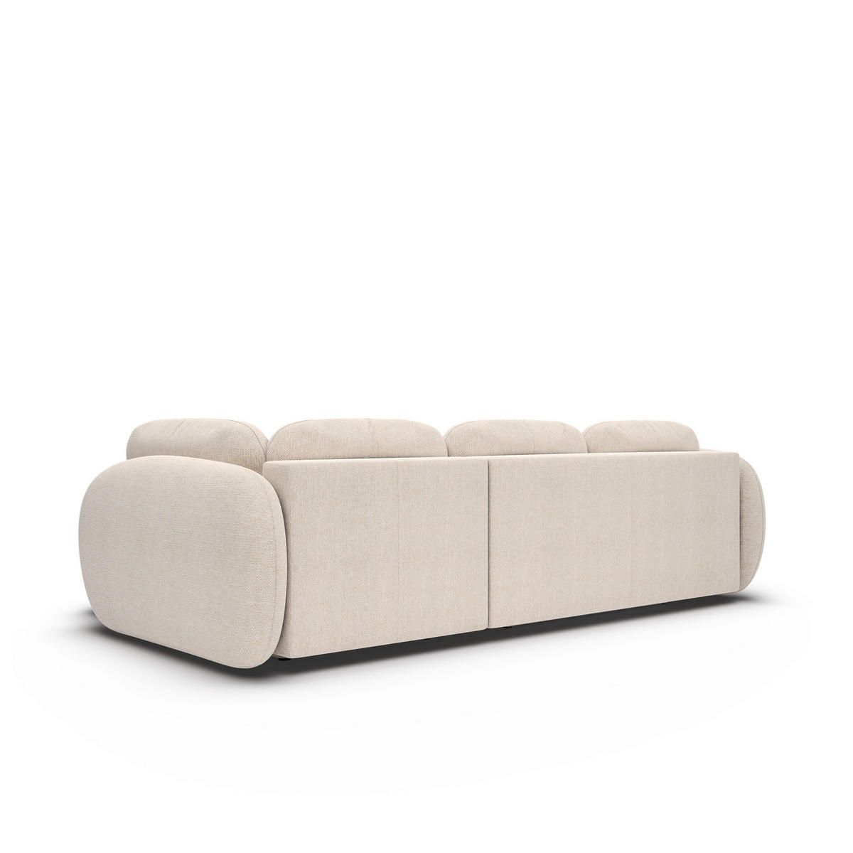 ECKSOFA AMICO II L-S Beige Geflochtener Stoff mit Schlaffunktion - Beige, Holz (289/190cm) - MASSENO