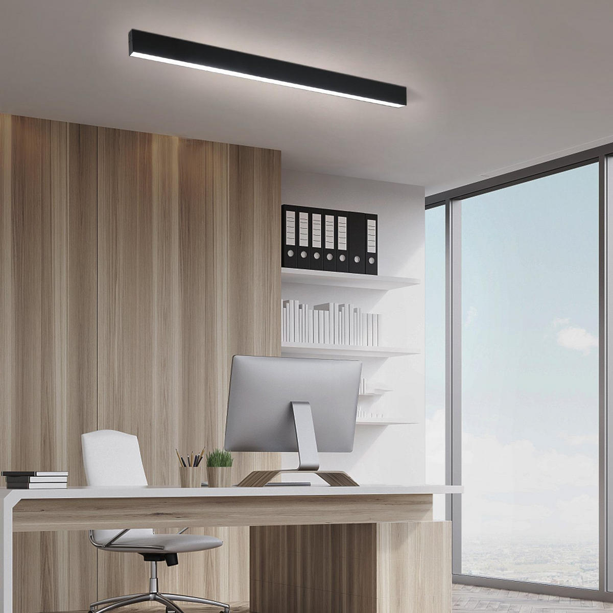 LED-DECKENLEUCHTE Werner 80/3.5/5.5 cm - Schwarz, Metall (80/3.5/5.5cm) - Nettlife