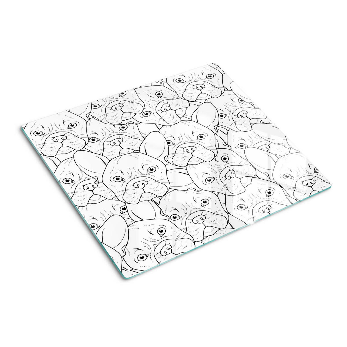 GLASPLATTE 60x52 cm Bulldoggen - Beige/Olivgrün, Glas (60/0.4/52cm) - TULUP