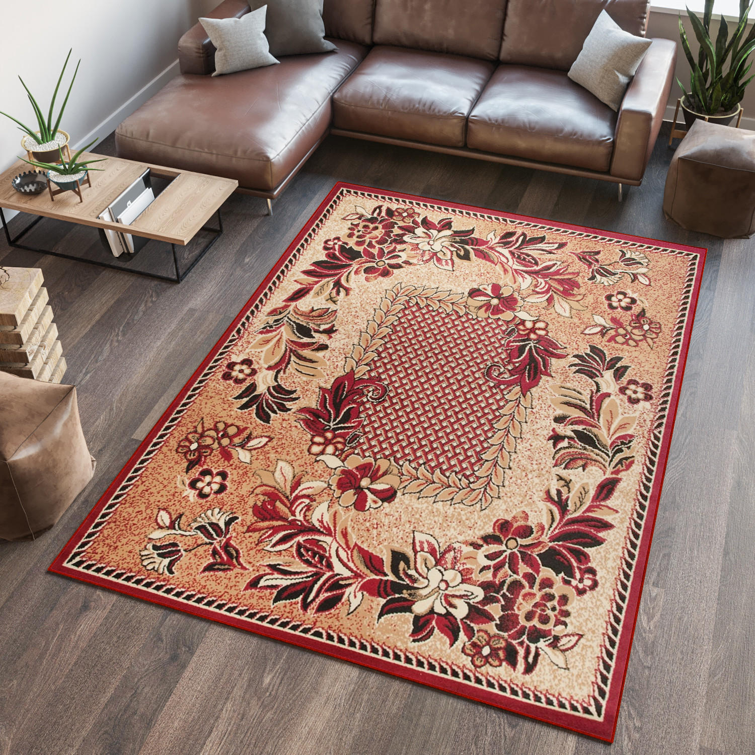 TEPPICH ATLAS Rot Beige 70/130 cm - Beige/Rot, Textil (70/130cm) - Tapiso