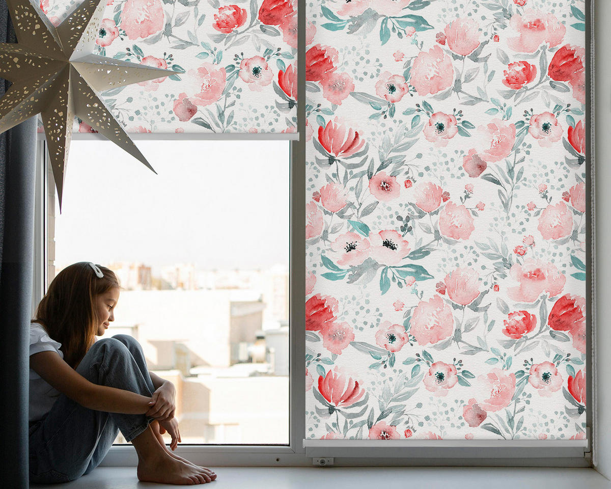 VNÚTORNÁ roleta - okenná roleta - roleta - 80x140 cm - Ružový mak - pink, plast (80/140/0.5cm) - TULUP