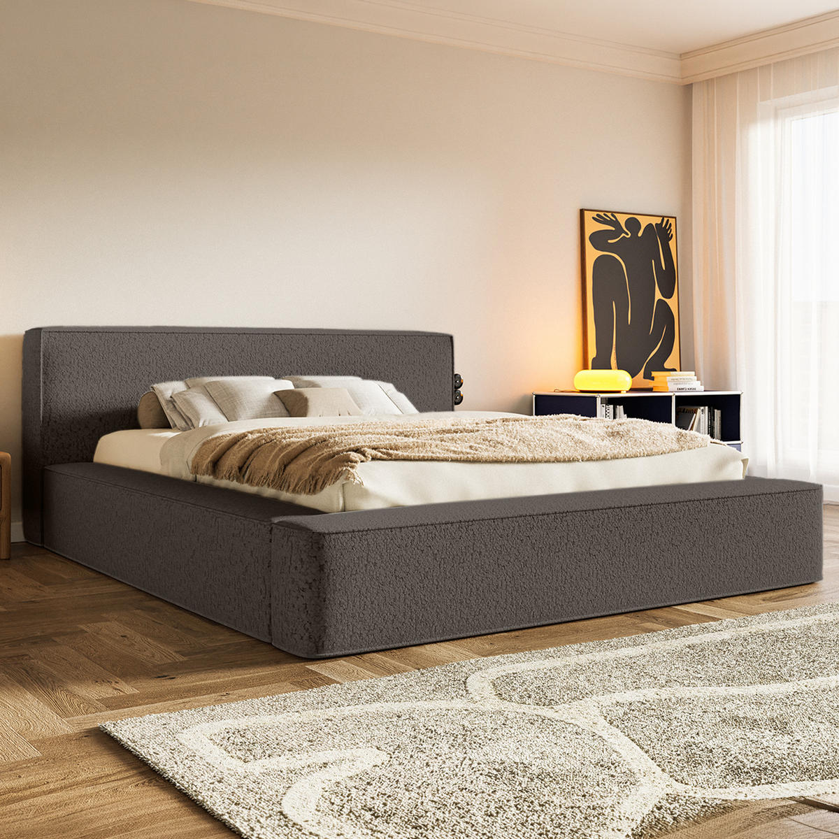 POLSTERBETT Mummo Premium 200x200 cm, Braun - Braun, Textil (200/200cm) - Fedve