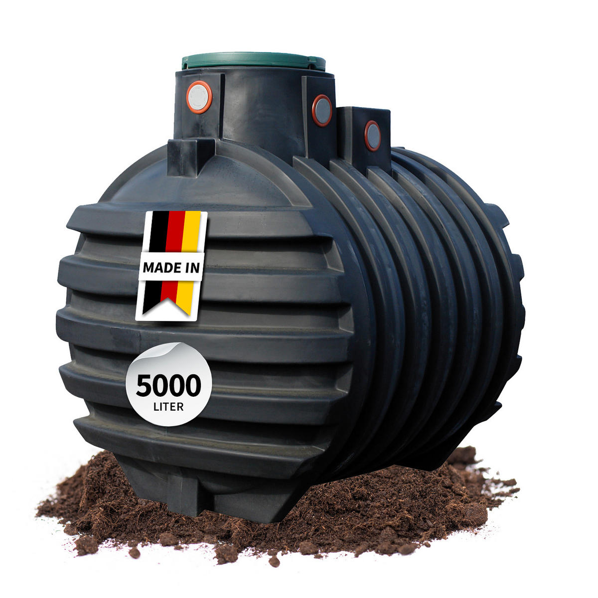 ERDTANK 5000 L inkl. Tankabdeckung - Schwarz, Kunststoff (183/217/245cm) - 4rain
