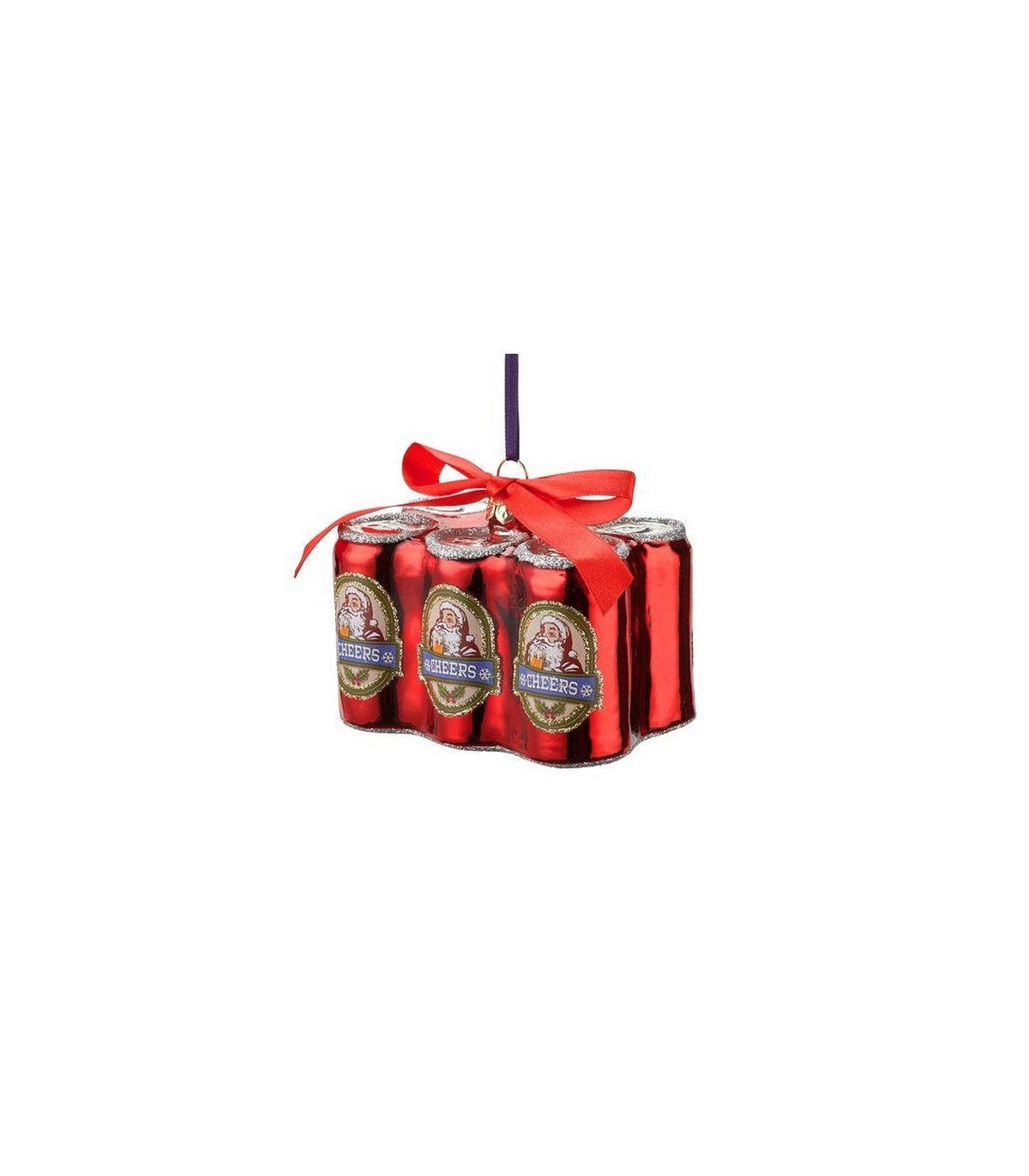 WEIHNACHTSKUGEL Sixpack Bierdosen - Rot, Glas (7/9/6cm) - Sareva