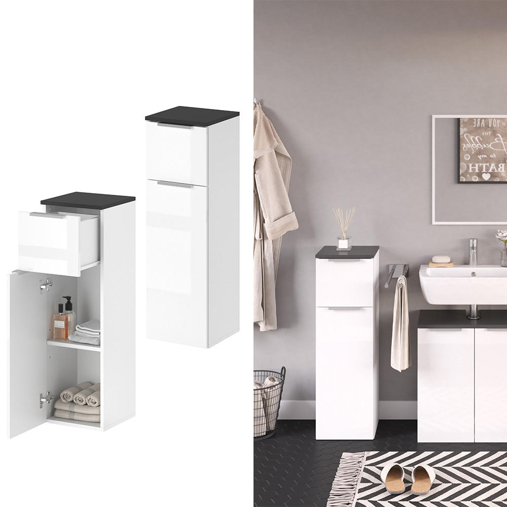 MIDISCHRANK Otis Weiß Hochglanz 30 x 95 cm - Weiß Hochglanz, Holzwerkstoff (30/95/30cm) - Vicco