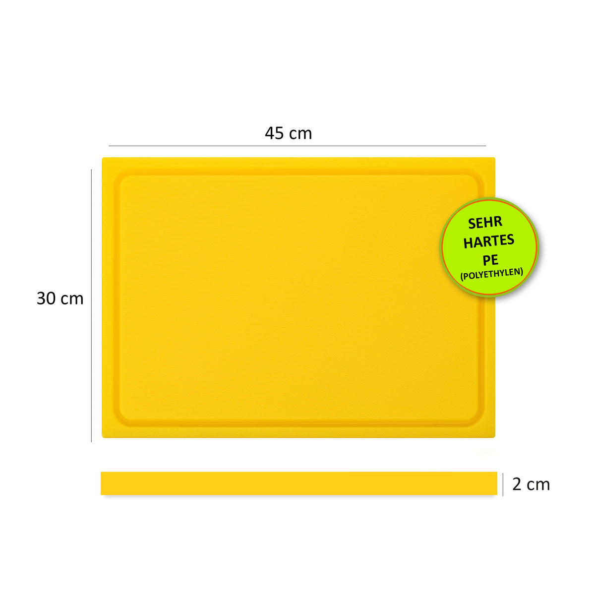 SCHNEIDEBRETT HDPE500 45x30x2 cm - Gelb, Kunststoff (30/45cm) - Muvell
