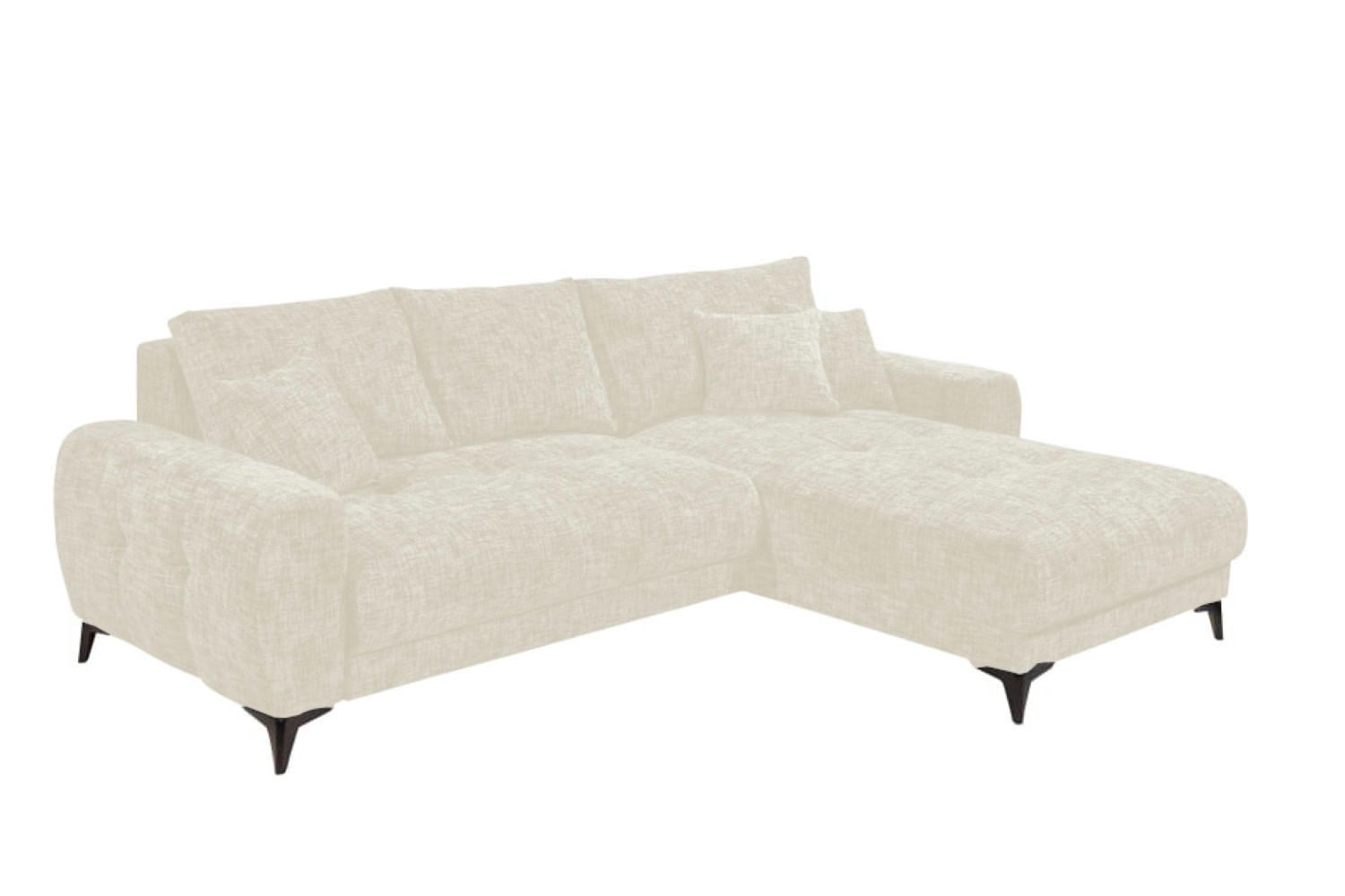 ECKSOFA beidseitig montierbar, Schlaffunktion mit Bettkasten - Beige/Schwarz, Textil/Metall (281/189cm) - ed exciting design
