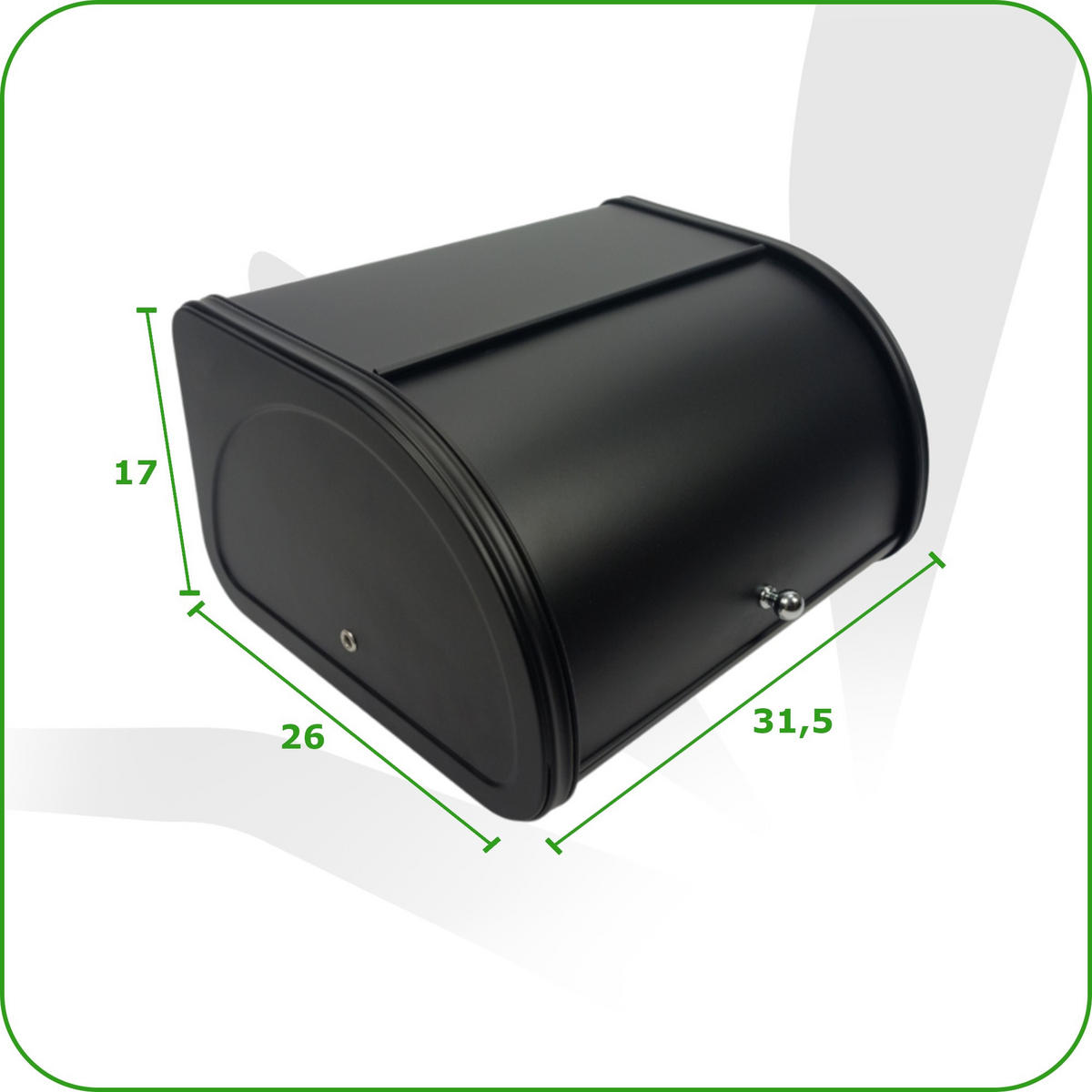 BROTKASTEN Metall Schwarz rolltop 31,5x26x17 cm - Schwarz, Metall (31.5/17/26cm) - Begryf