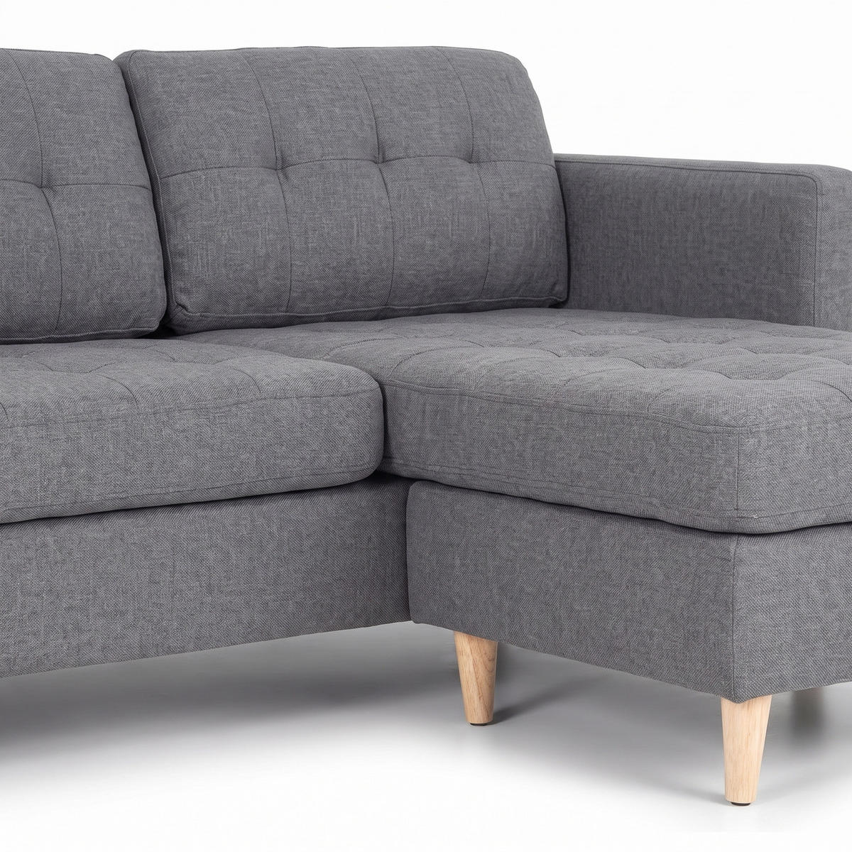 HÖRNSOFFA Marino för 3 personer 219 x 151 x 80 cm – ljusgrå - Grå/Ljusgrå, Textil (219/151cm) - ebuy24