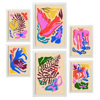 POSTER Set Mit 6 Malerisch 3 In Blume Zusammenfassung Ästhetische Dekorative Gemälde Für Ihr Wohnzimmer, Schlafzimmer, Zuhause A3 & A4 Weißer Rahmen - Weiß, Papier (29/3cm) - Nacnic