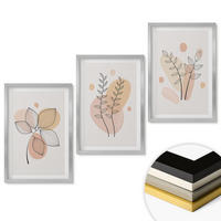 WANDBILDER 3er Set - 40x60 cm Silberner Rahmen - Pastellfarbene Pflanzenzeichnungen - Silberfarben, Kunststoff (40/60cm) - ArtPrintCave