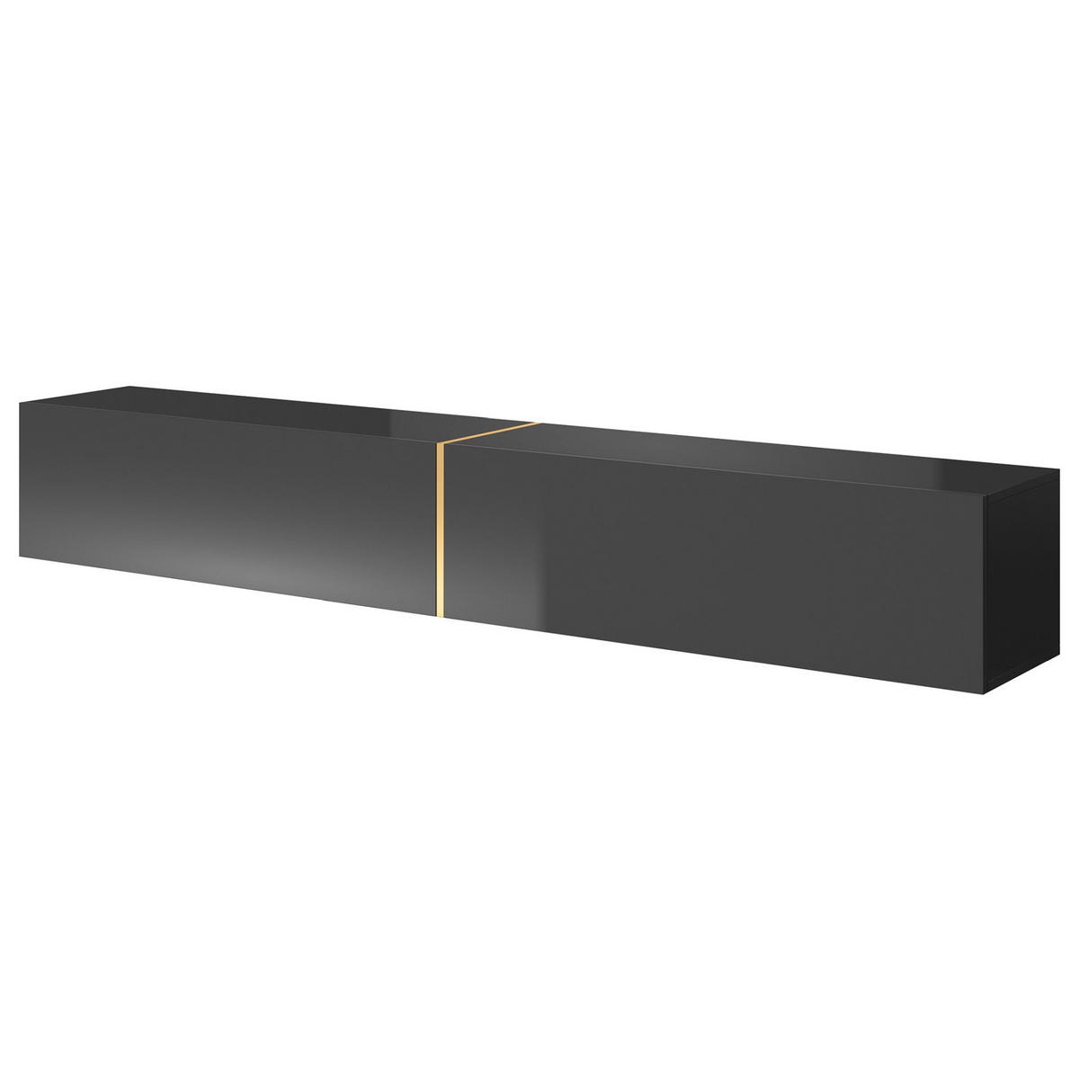 TV-LOWBOARD Bisira Schwarz / Gold 200 cm - Schwarz, Holzwerkstoff (200/30/31.6cm) - Selsey