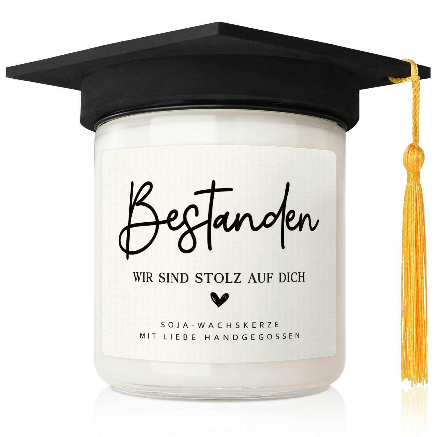 DUFTKERZE Sojawachs Abschluss Geschenk - Weiß, Paraffin (9cm)
