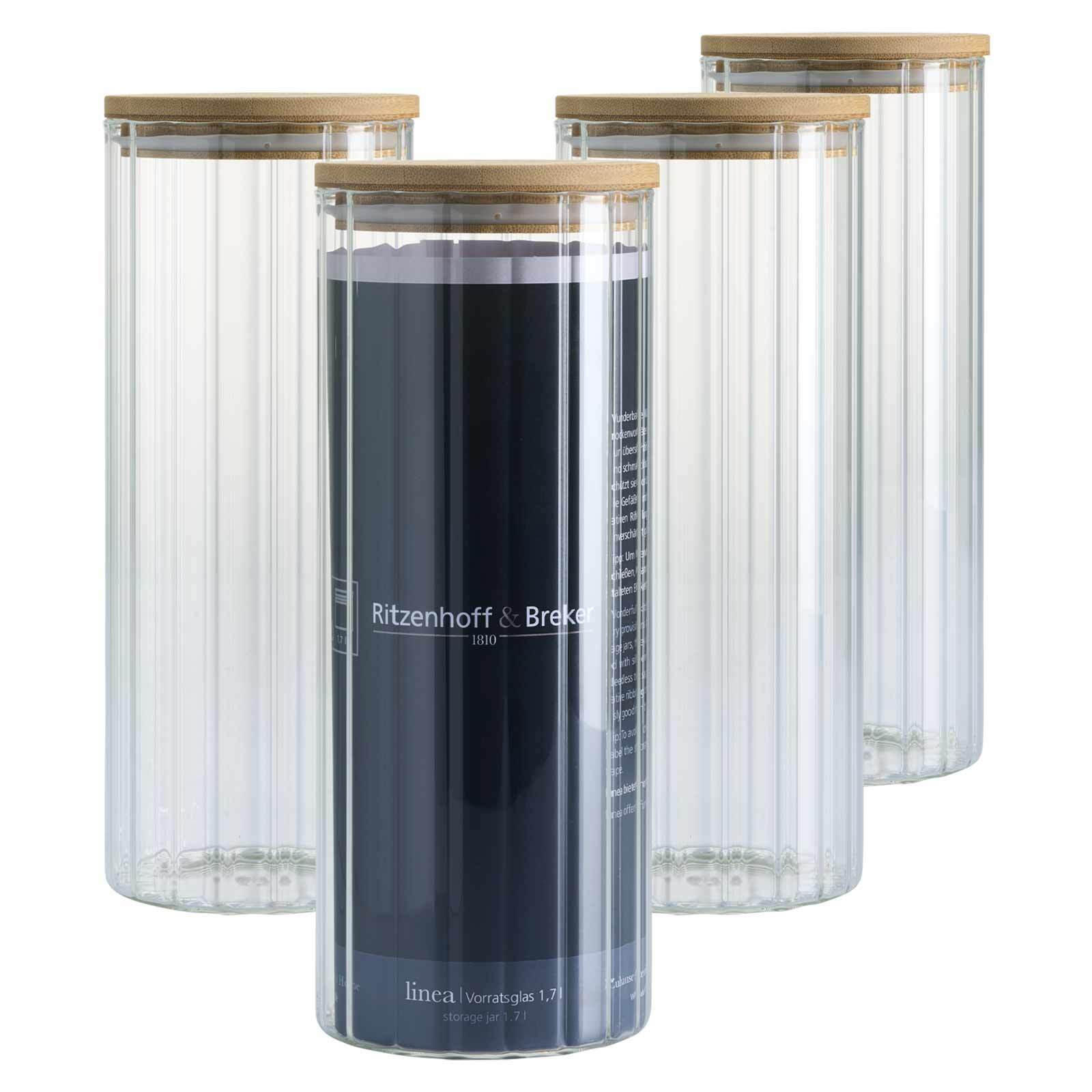VORRATSGLÄSER Linea transparent 1,7 l 4er Set - Transparent, Glas (10/26/10cm) - Ritzenhoff Breker