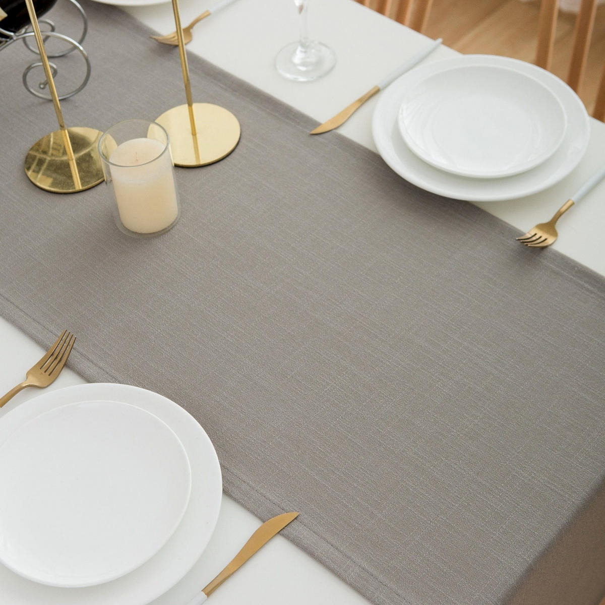 TISCHLÄUFER Leinenoptik abwaschbar, Lotuseffekt, 30x120 cm, Hellgrau - Hellgrau, Textil (30/120cm)