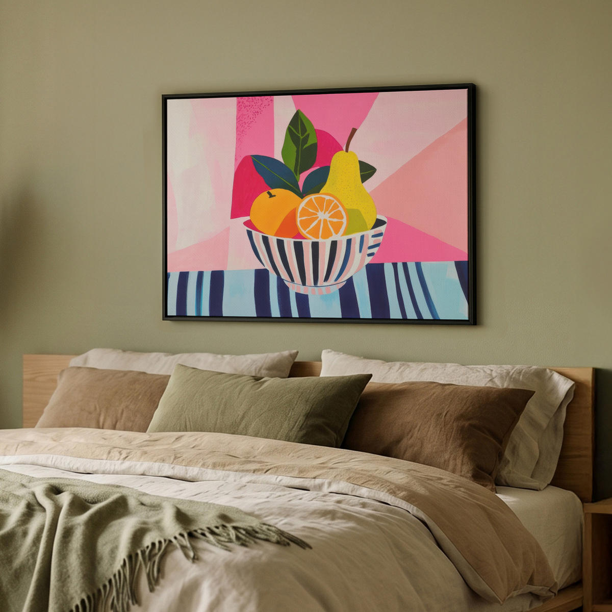 LEINWAND Bilder mit Rahmen - Obst - Abstrakter Hintergrund - Rosa - 80x60 - Pink, Textil (80/60cm) - MuchoWow
