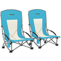 GARTENKLAPPSESSEL DE-15662 70/58/79 cm, mit Getränkehalter Blau - Blau, Metall (58/79/70cm) - ComfortXL