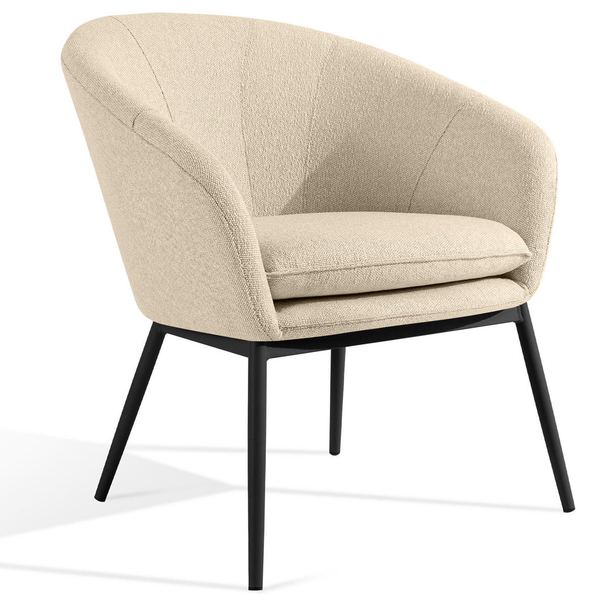 GARTENMÖBELSET SOLIS Gartenlounge-Set, creme/schwarz - Creme, Textil/Metall - KONSIMO®