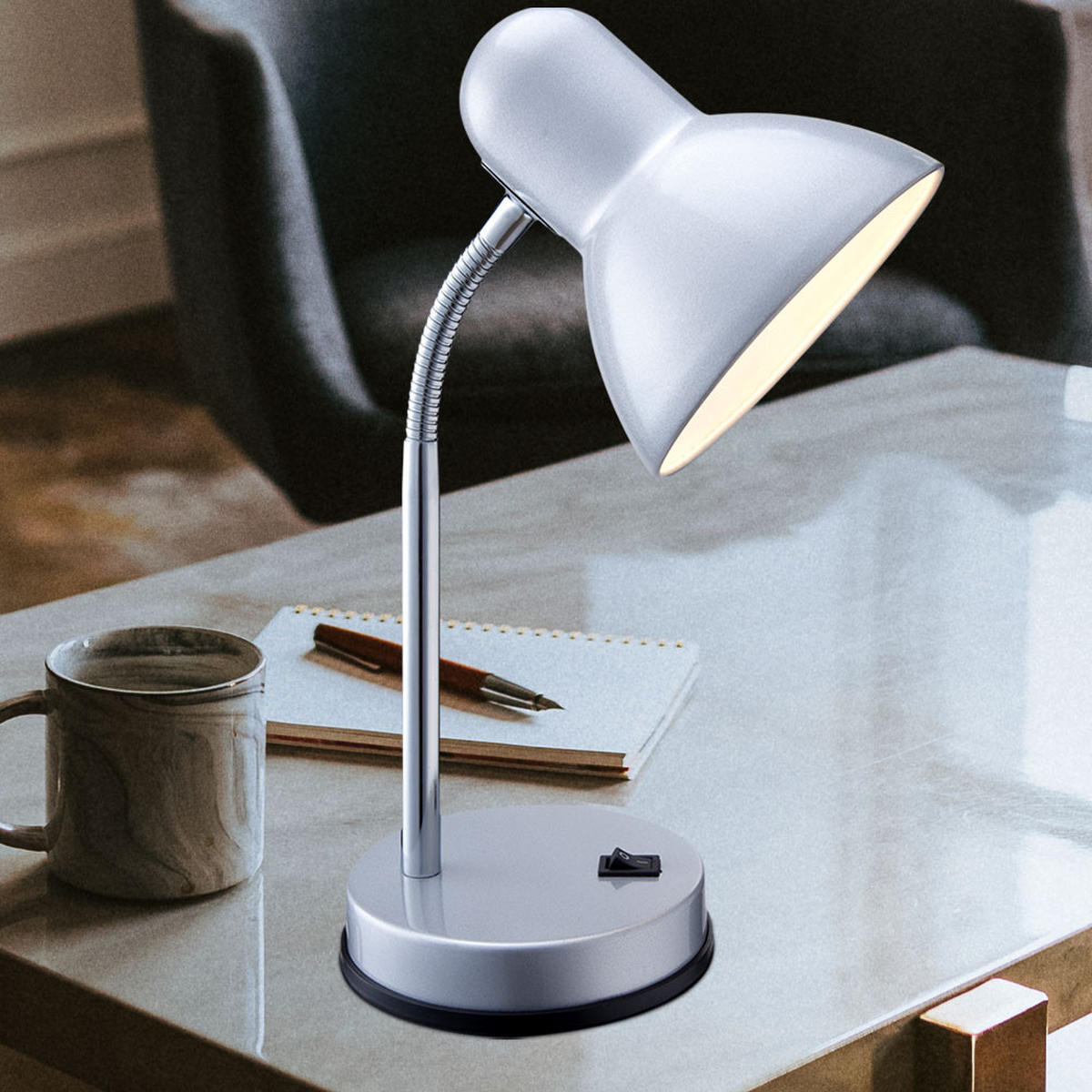 TISCHLEUCHTE BASIC Metall Silber - Silberfarben, Metall (21.5/21.5/33cm) - Globo Lighting