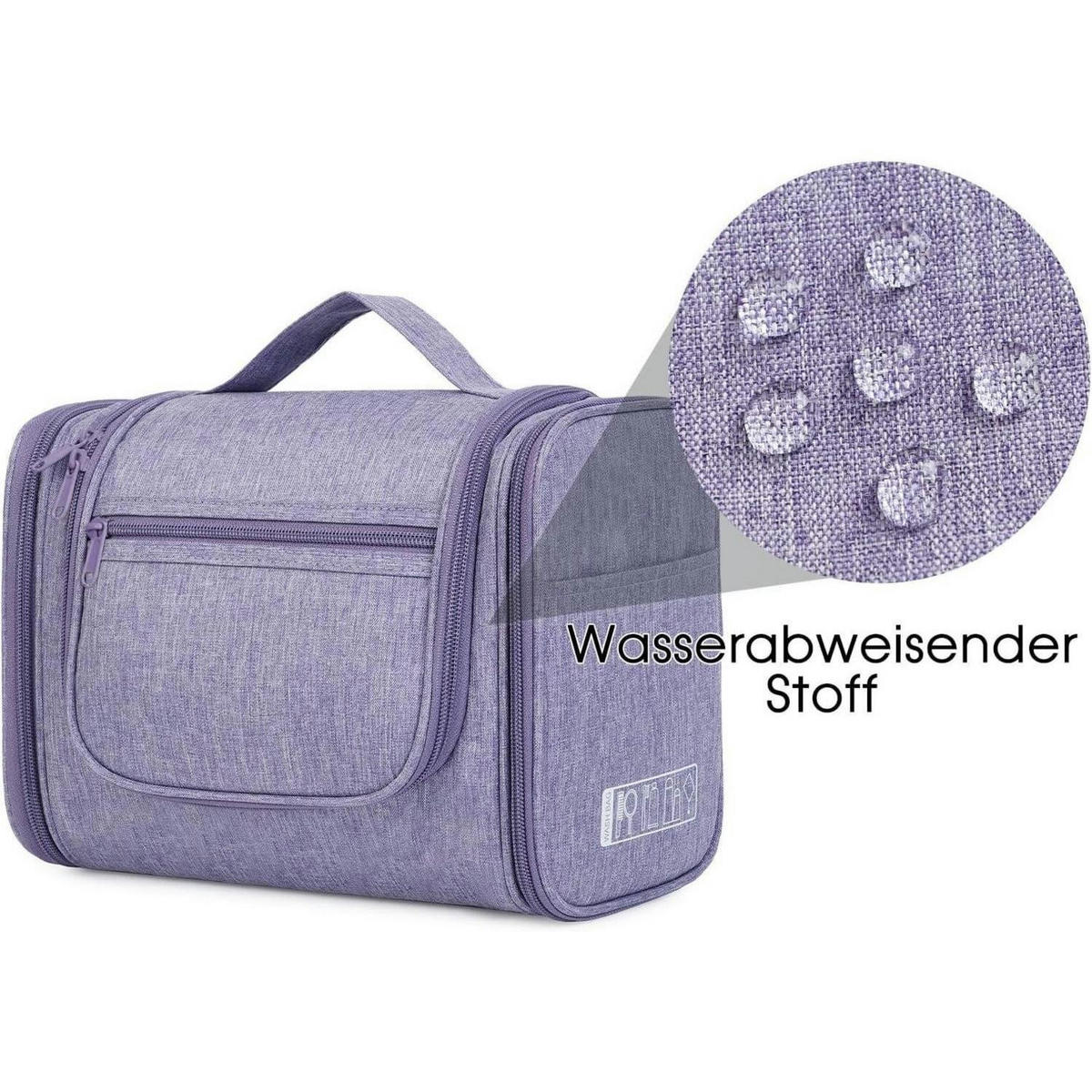 KULTURTASCHE zum Aufhängen Violett 27 x 15,5 x 59 cm - Lila, Textil (5/2/5cm)