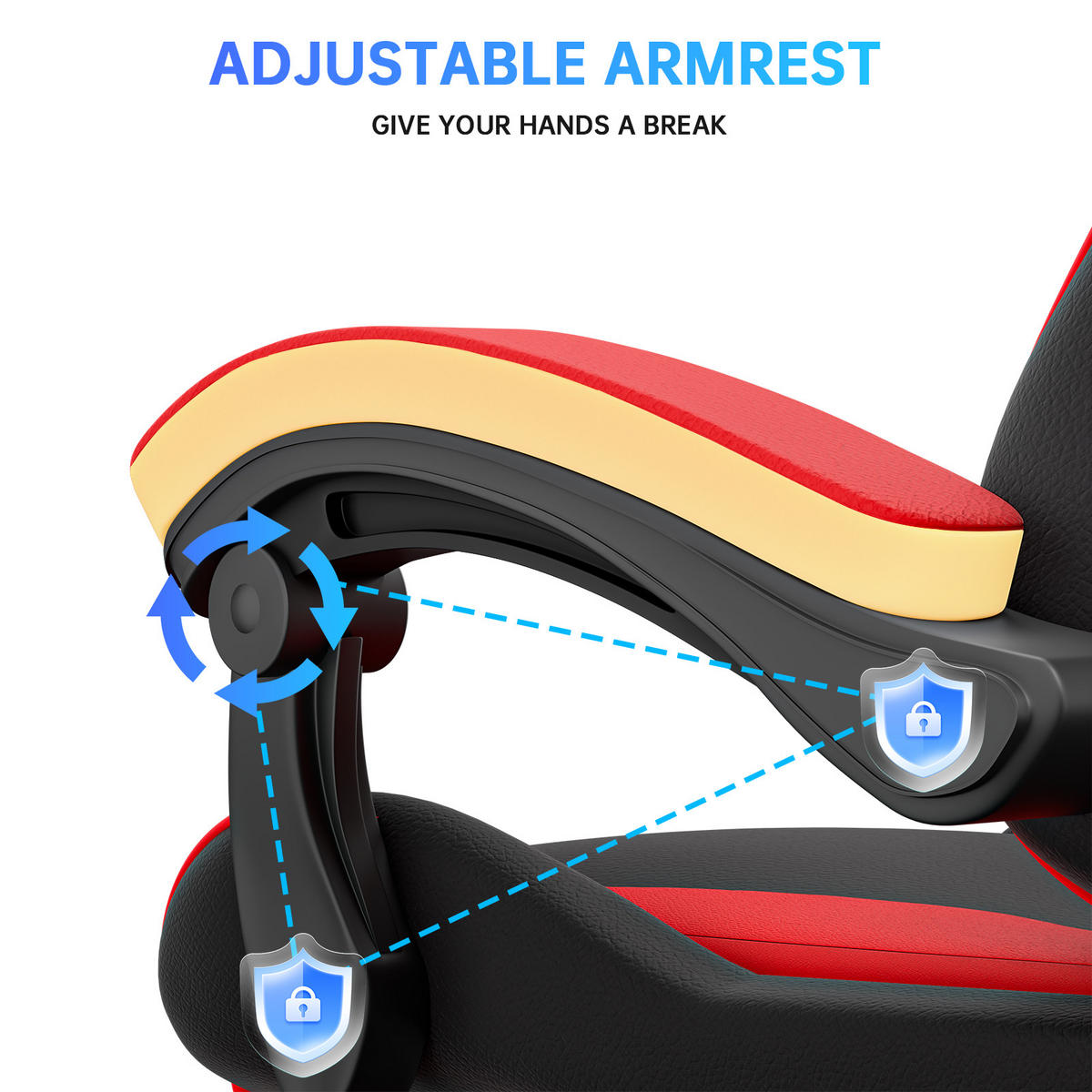 GAMINGSTUHL Schwarz-Rot Racing ergonomisch mit Fußstütze,Leder - Rot, Metall (29/59/79cm) - Rattrix