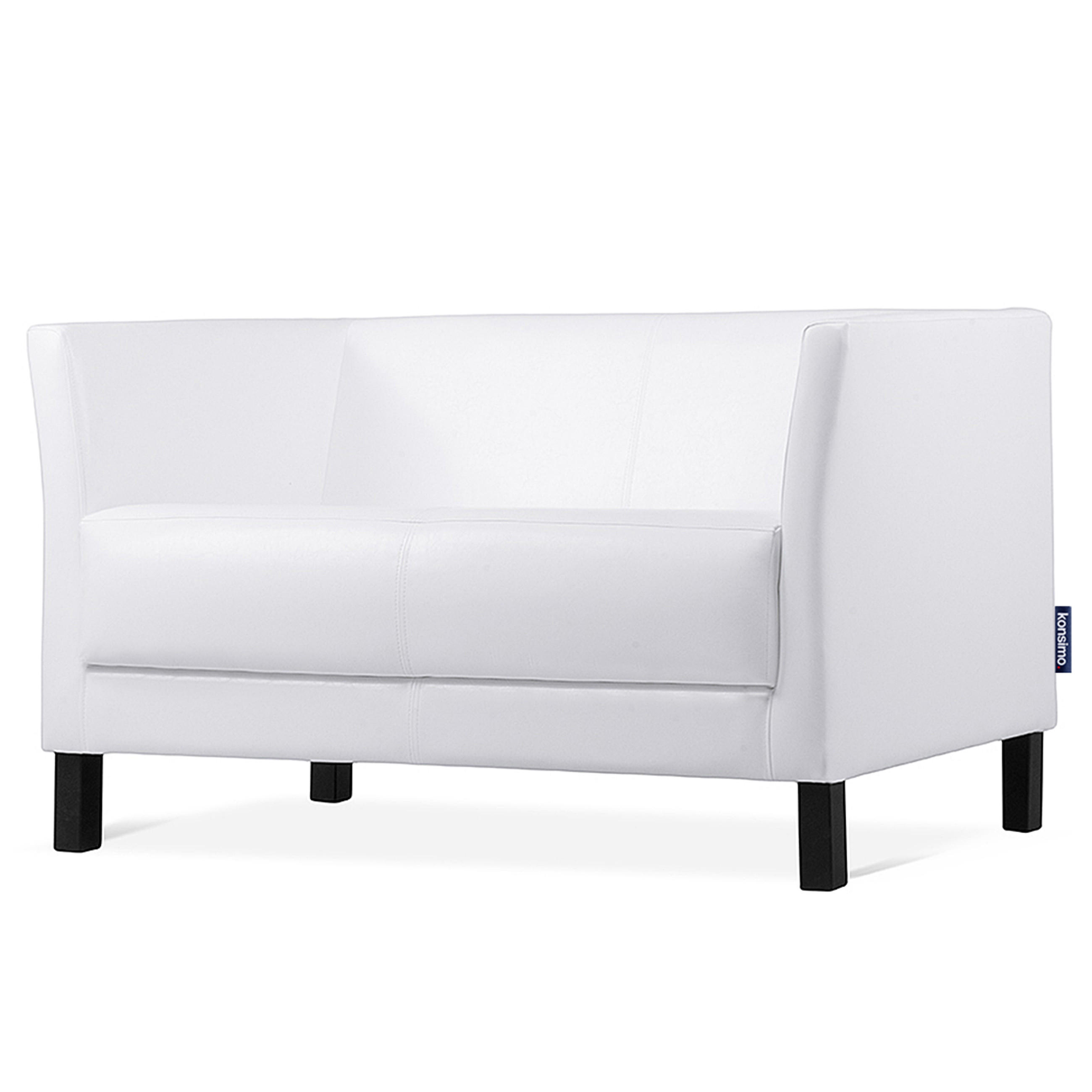 2-SITZER-SOFA ESPECTO Lederoptik, weiß - Schwarz/Weiß, Textil (67/71/130cm) - KONSIMO®
