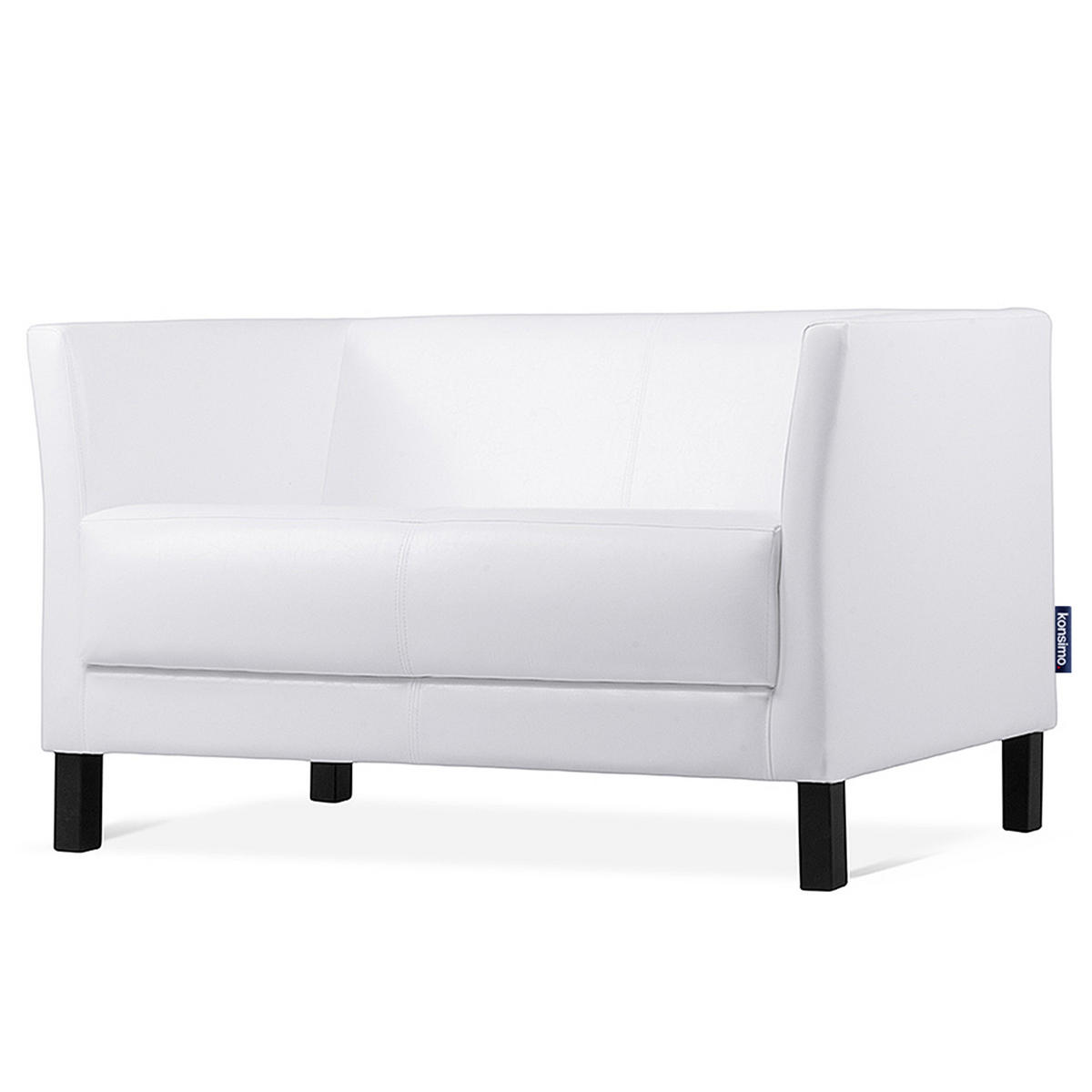 2-SITZER-SOFA ESPECTO Lederoptik, weiß - Schwarz/Weiß, Textil (67/71/130cm) - KONSIMO®